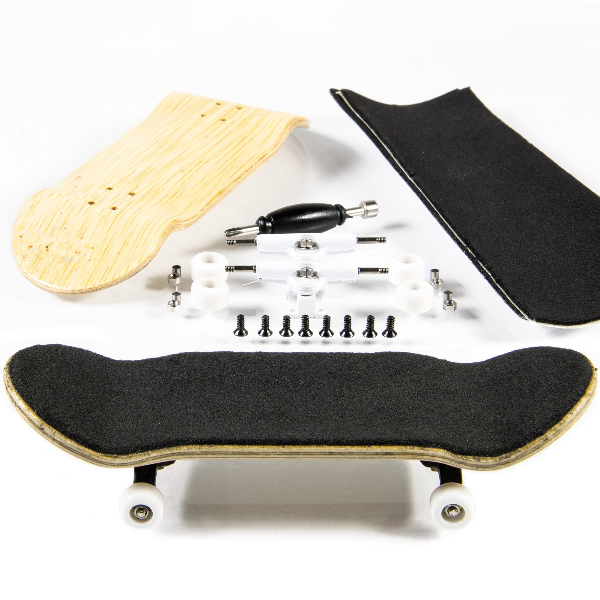 PhoneNatic Miniskateboard Finger-Skateboard Bau Set - Fingerboard - Griffbrett, Design 3 (Gelbbraun)