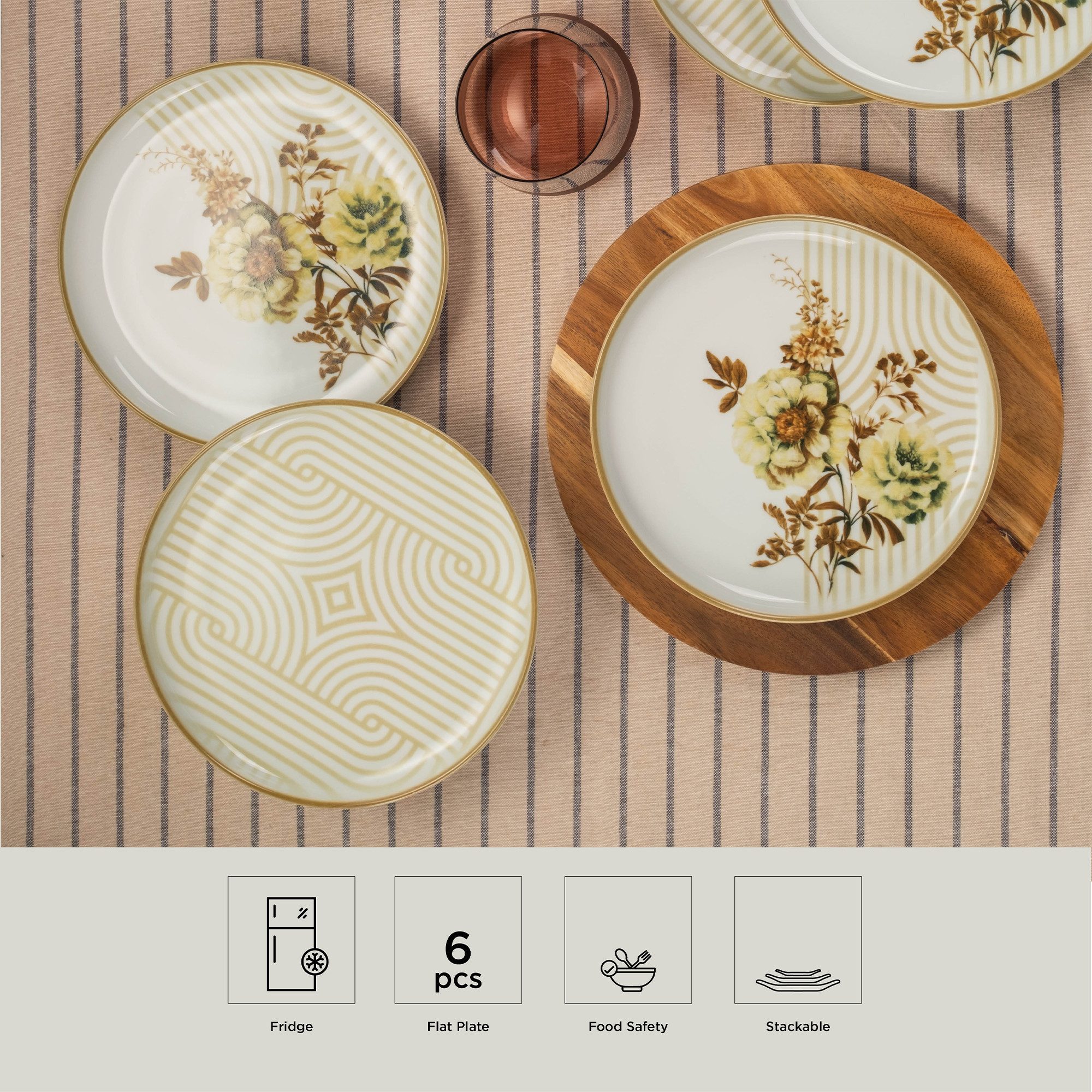 Kütahya Porselen Dessertteller Kütahya Porselen 6er Set Teller 19 cm Porzellan Nostalgie Design