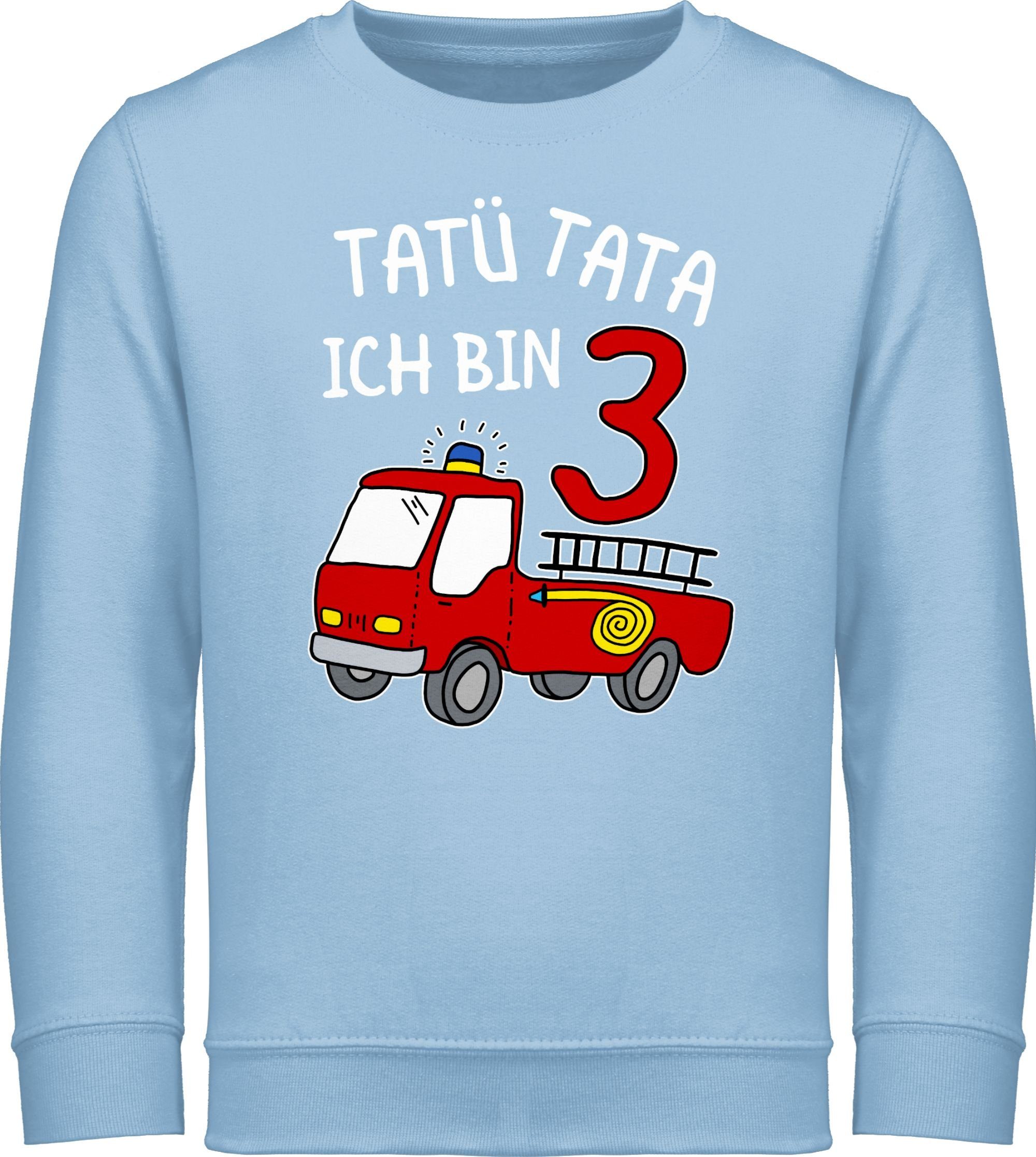 3 Tatü 3. Hellblau Sweatshirt Feuerwehrauto Shirtracer Geburtstag bin Tata Ich drei