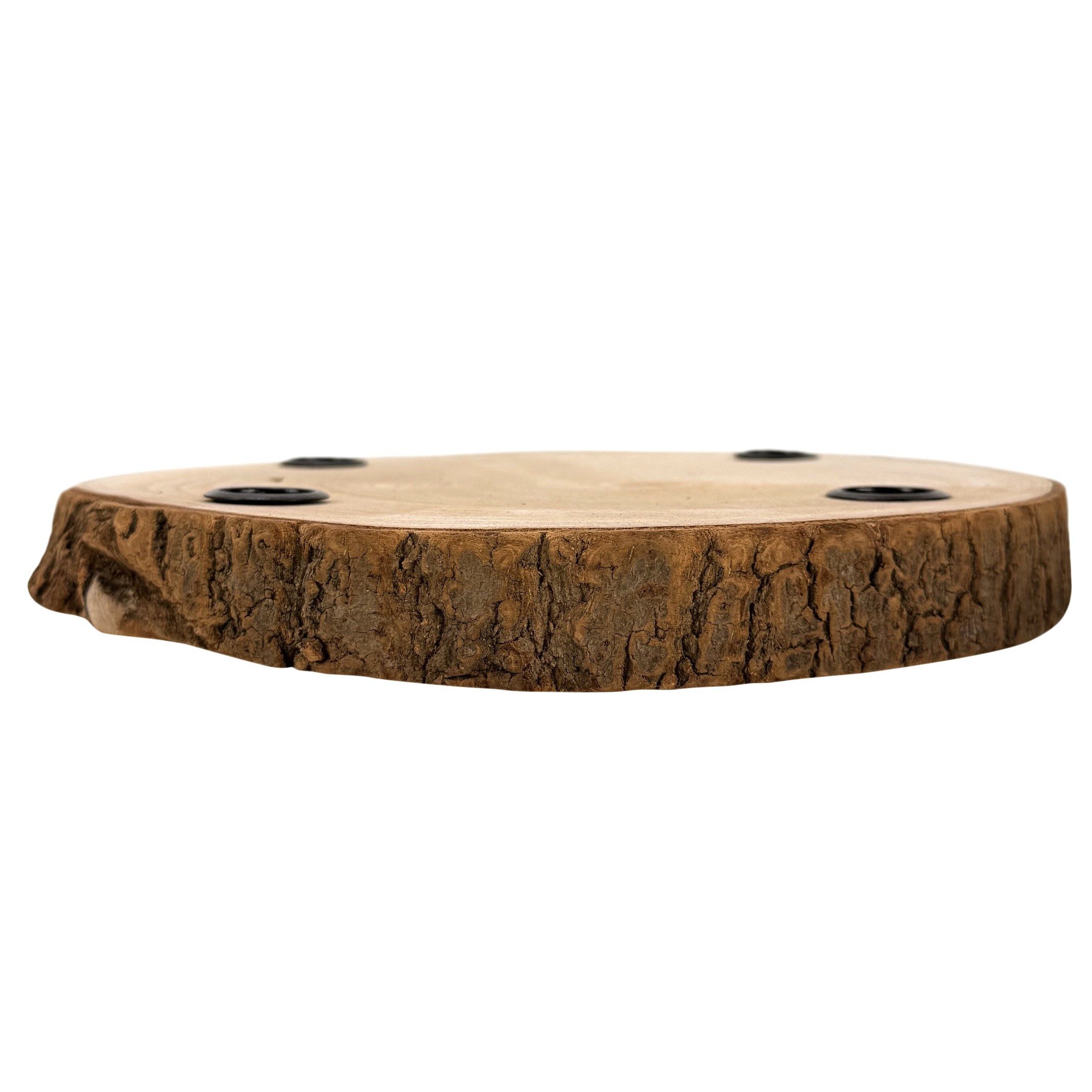 Online-Fuchs Adventskranz für Stabkerzen, Kerzenhalter aus einer Holz Baumscheibe Weihnachtsdeko, bietet Platz für eigene kreative Ideen – Bild 3 von 5