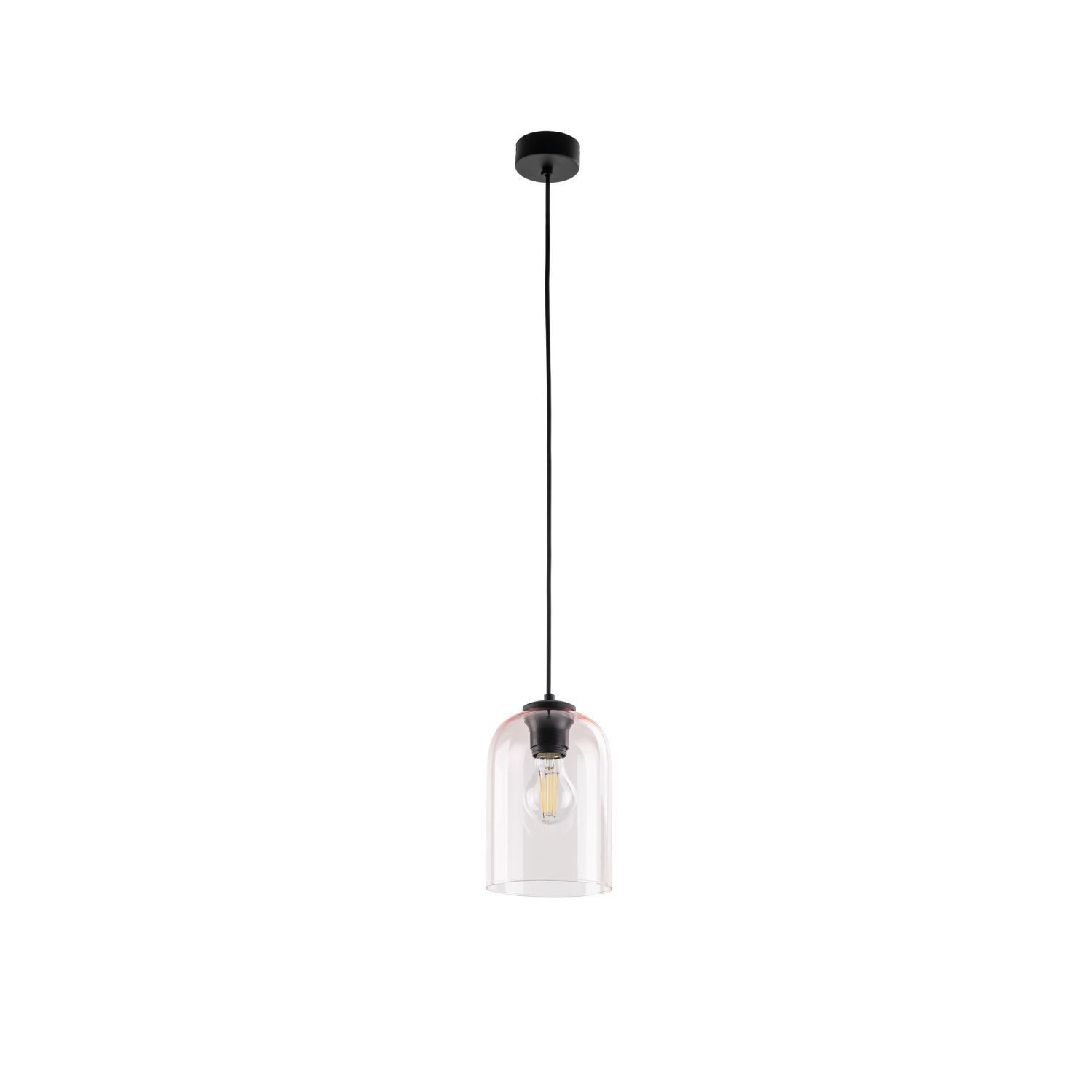 Licht-Erlebnisse Pendelleuchte LUNEX, ohne Leuchtmittel, Metall Glas E27 D: 14 cm H: max. 160 cm Schwarz Rosa rund Modern