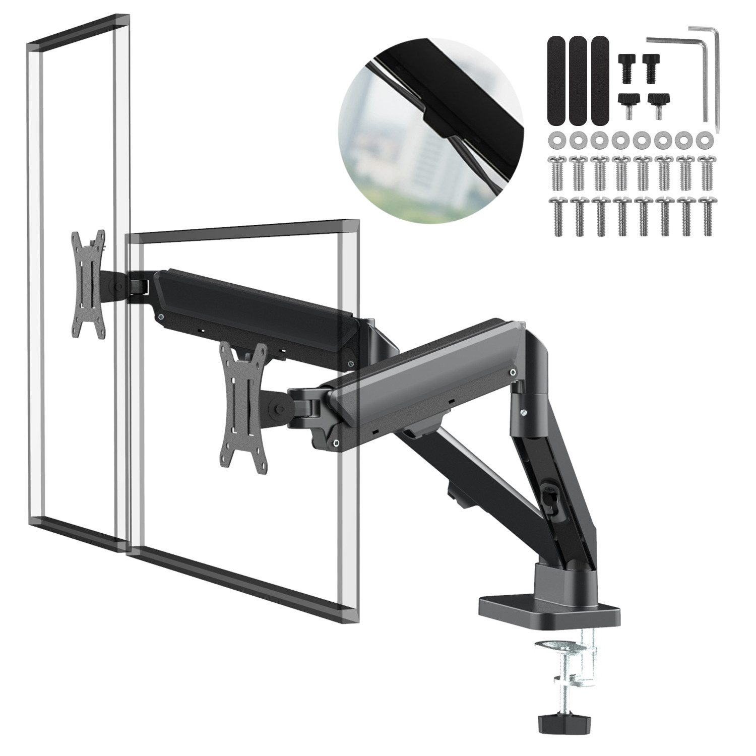 Maclean Monitor-Halterung MC-134 Halterung für 2 Monitore 17-32'' 10kg, (bis 32 Zoll, Große Bewegungsfreiheit und individuelle Positionierung jedes Monitors)