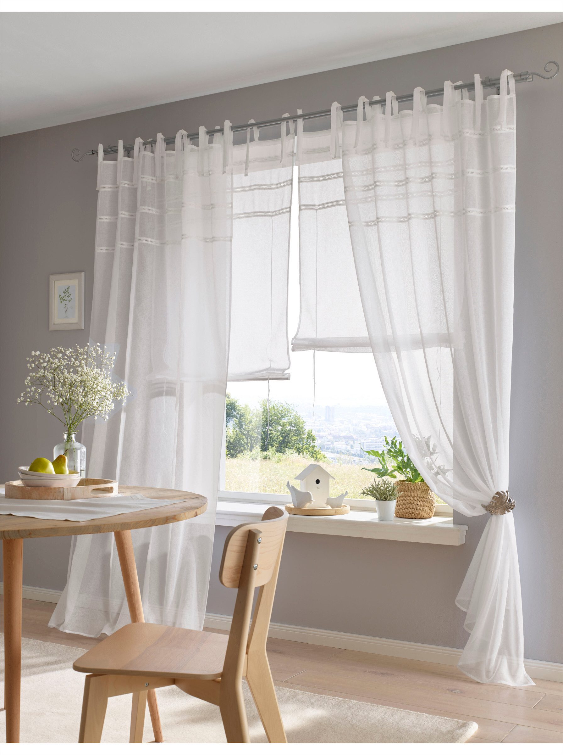 heine Gardine Dekostore . (1 St), Bindebänder, halbtransparent, Fertigstore günstig online kaufen