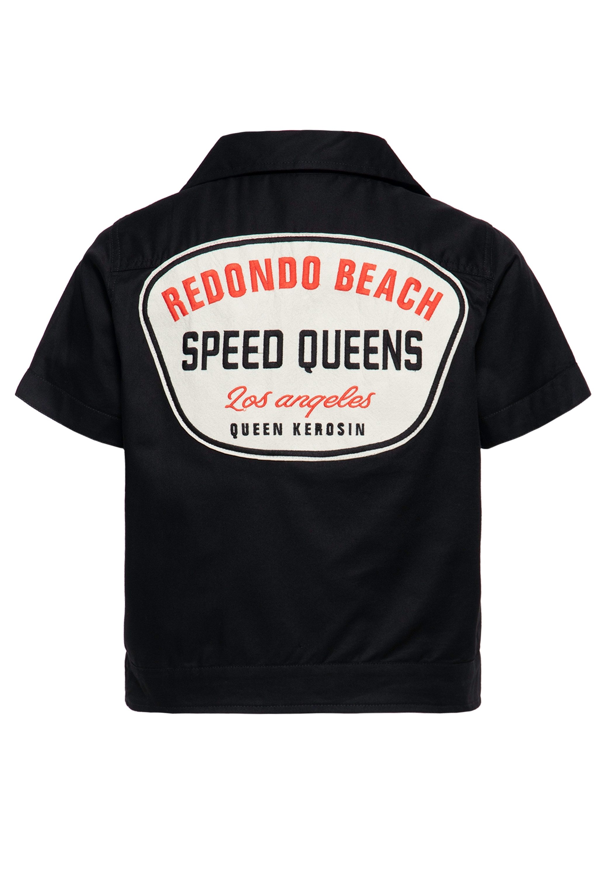 QueenKerosin Kurzarmbluse Redondo Beach Speed Queens mit Rückenpatch