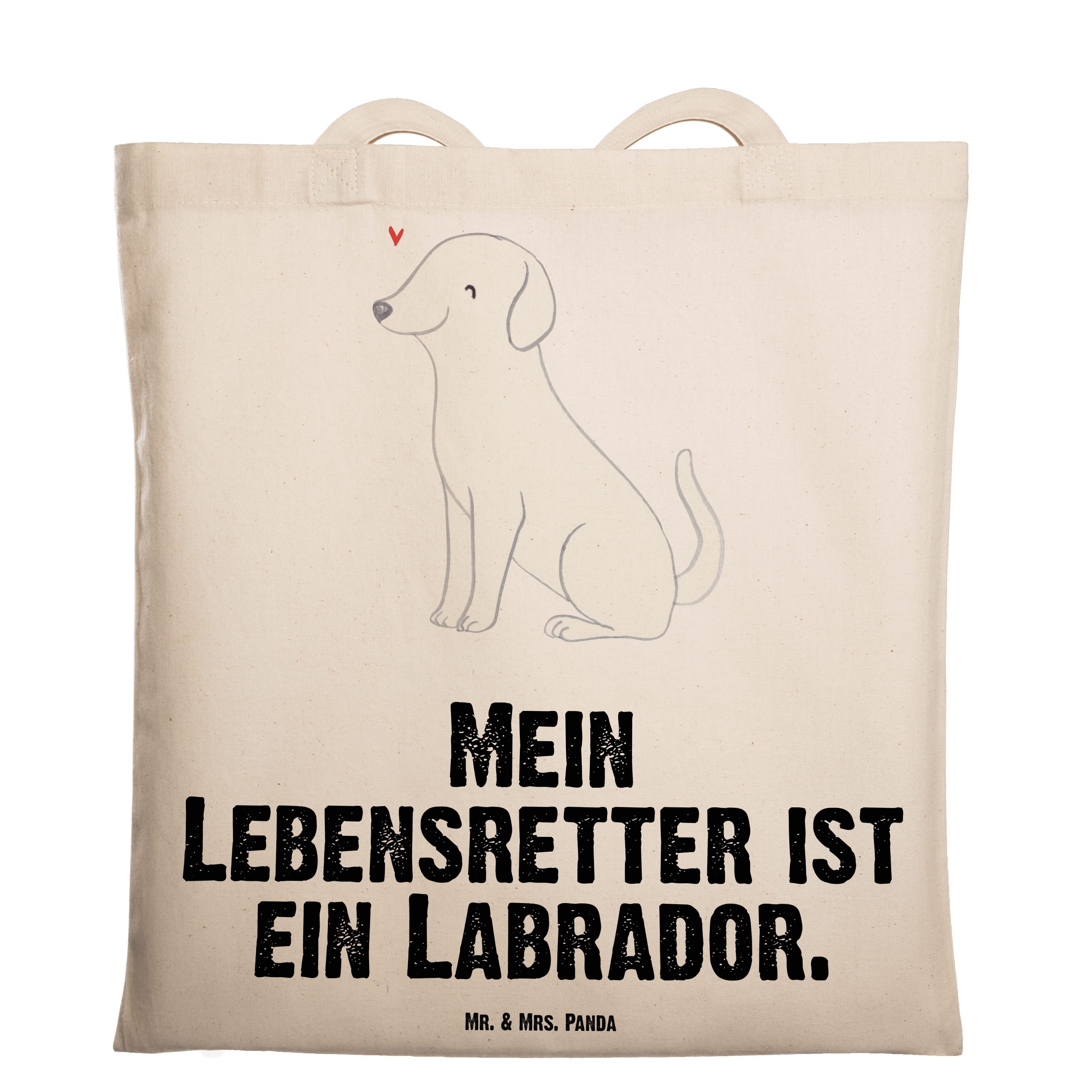 Mr. & Mrs. Panda Tragetasche Labrador Lebensretter - Transparent - Geschenk, Hundebesitzer, Schenk (1-tlg)