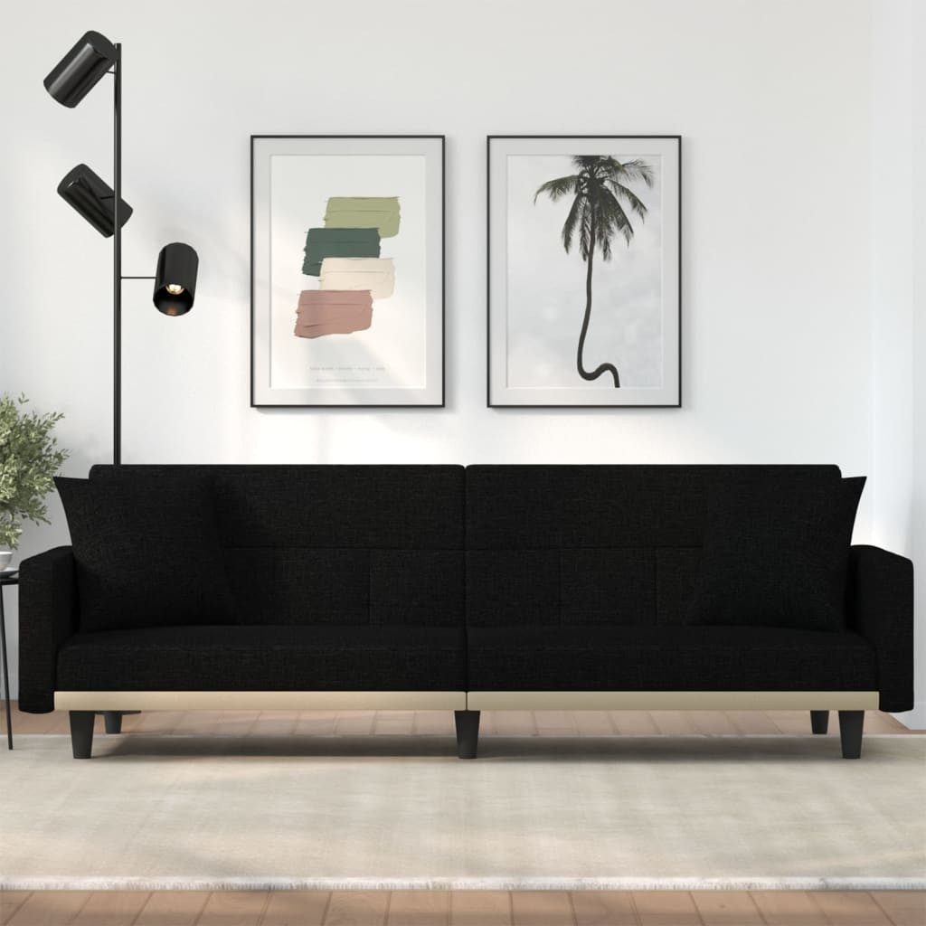 vidaXL Sofa Schlafsofa mit Kissen Schwarz Stoff Schlafcouch Schlaffunktion günstig online kaufen