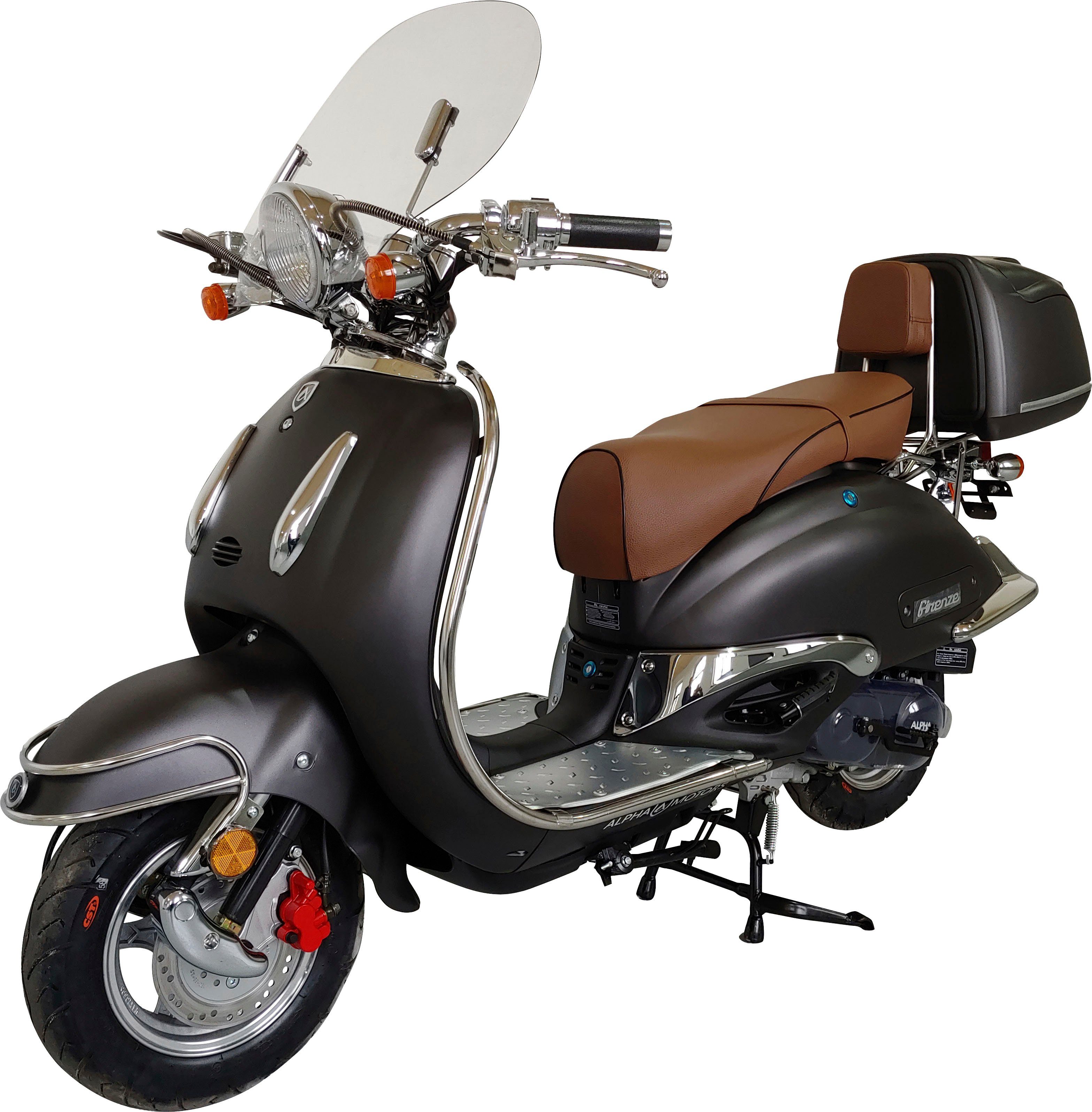 Alpha Motors Motorroller 50 ccm, braun Firenze 5 Limited, mattschwarz 45 km/h, | Euro
