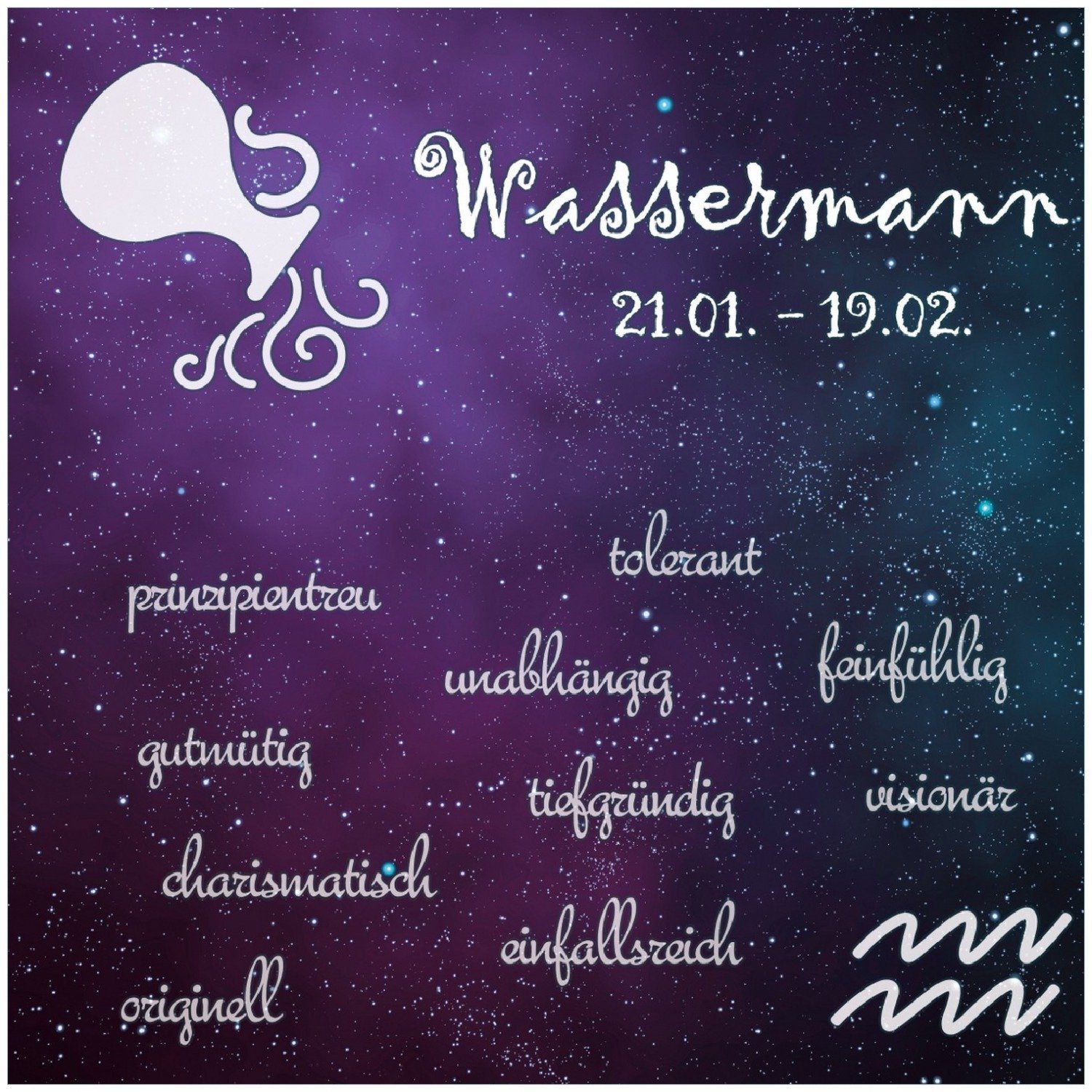 Wallario Memoboard Sternzeichen Wassermann