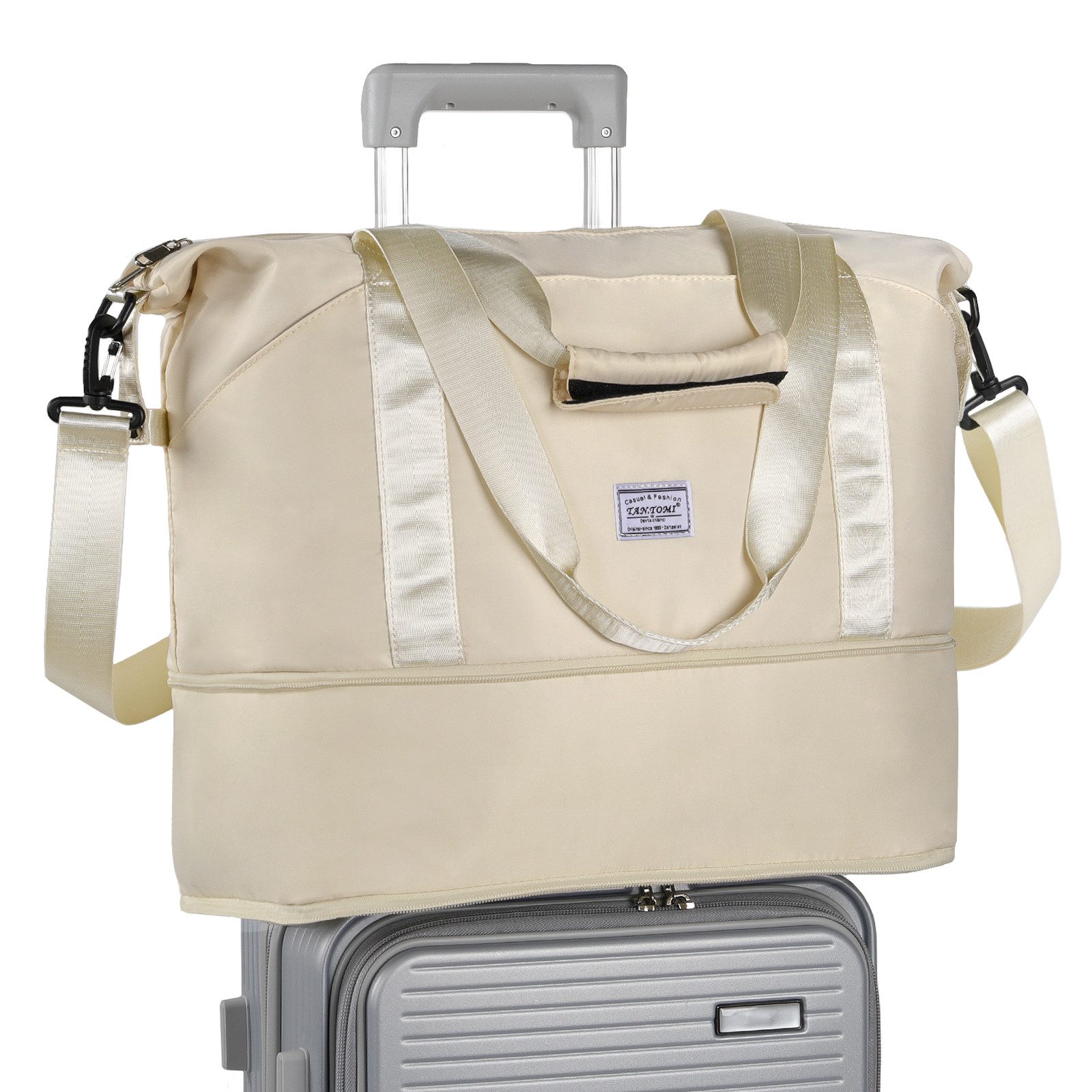 TAN.TOMI Reisetasche Erweiterbares Reisetasche Damen Herren Sporttasche 42x28x23 Handgepäck (Erweiterbares Weekender Bag mit Nassfach), Schwimmtasche Wasserdicht Travel Bag Fitnesstasche Trainingstasche