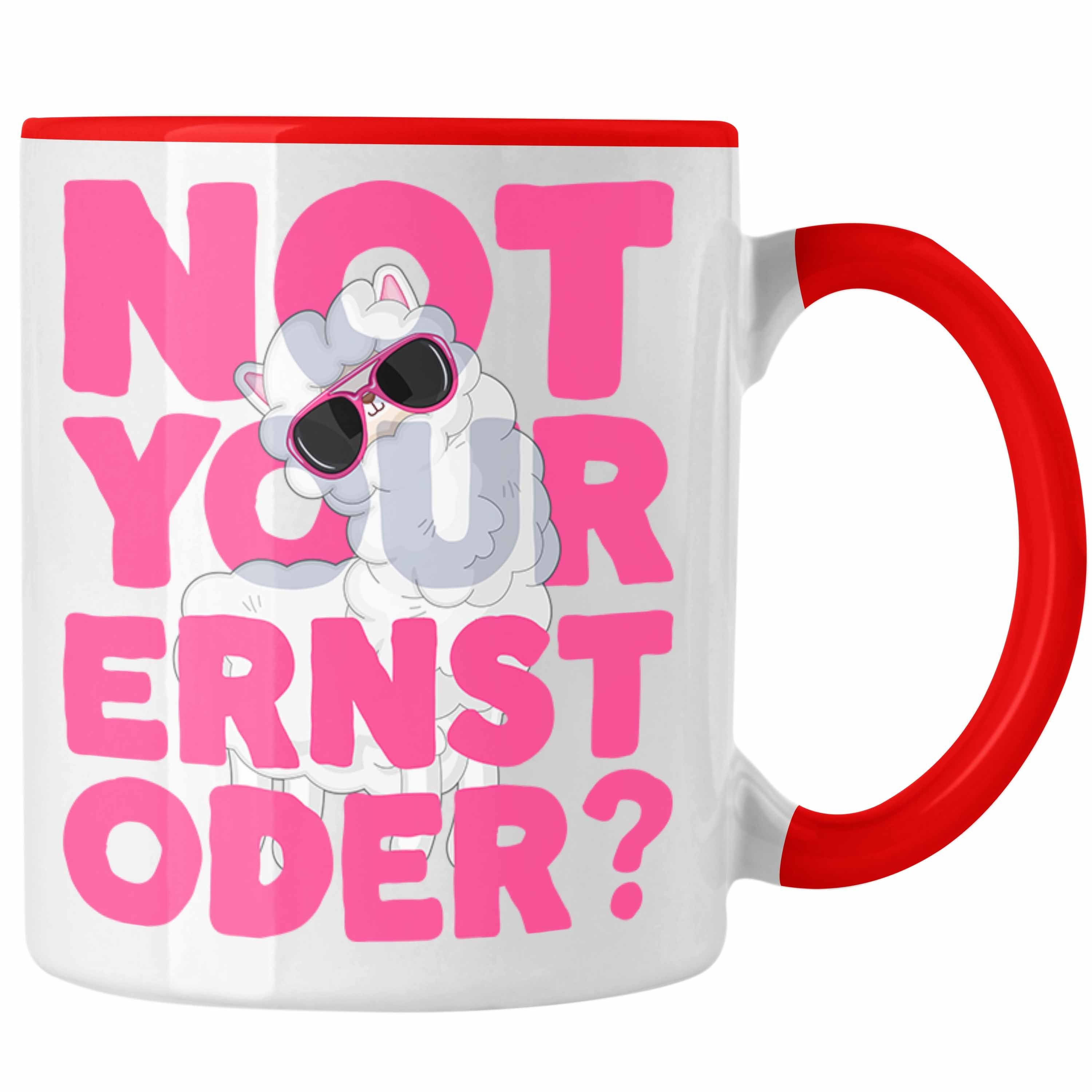 Trendation Tasse Not Your Ernst Oder Tasse Llama Kaffeetasse für Frauen mit Spruch Pink Rot | Teetassen
