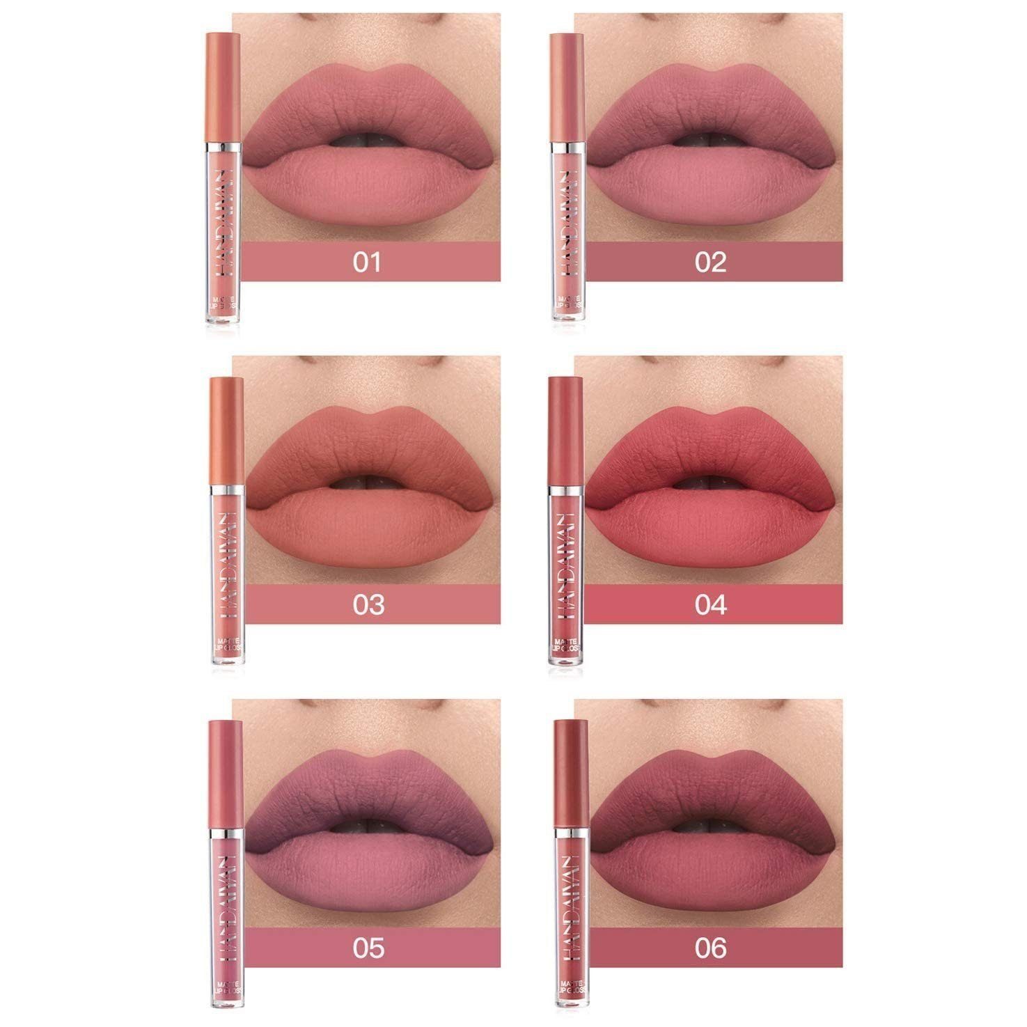 Lippenstift-Set 6-tlg., Nicht klebriger Lippenstift 6 B Wasserfest, POCHUMIDUU Lippenstift-Set Lipgloss-Set, Satz Samtmattes