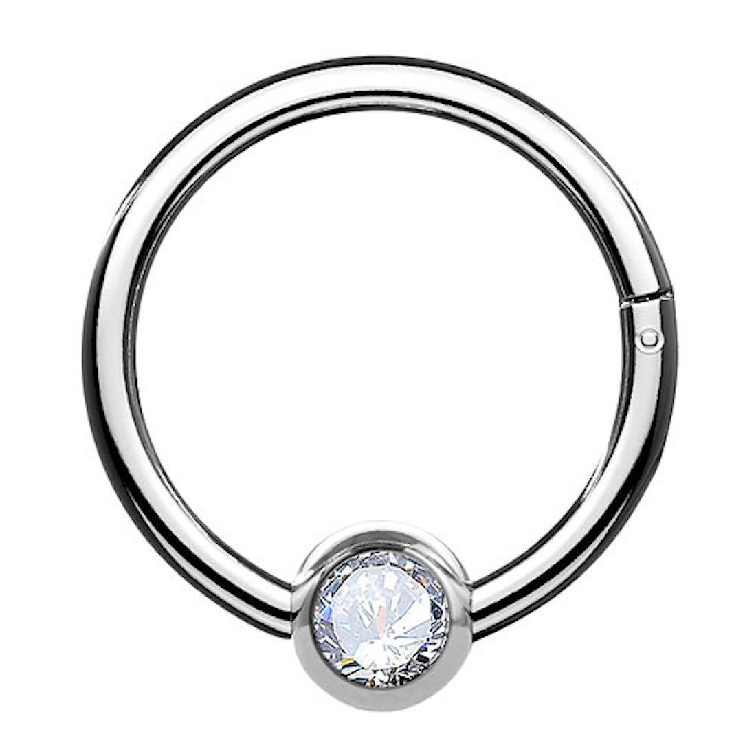 Nasenpiercing Titan Septum Segment Ring Piercing Clicker Scharnier Kristall Kugel