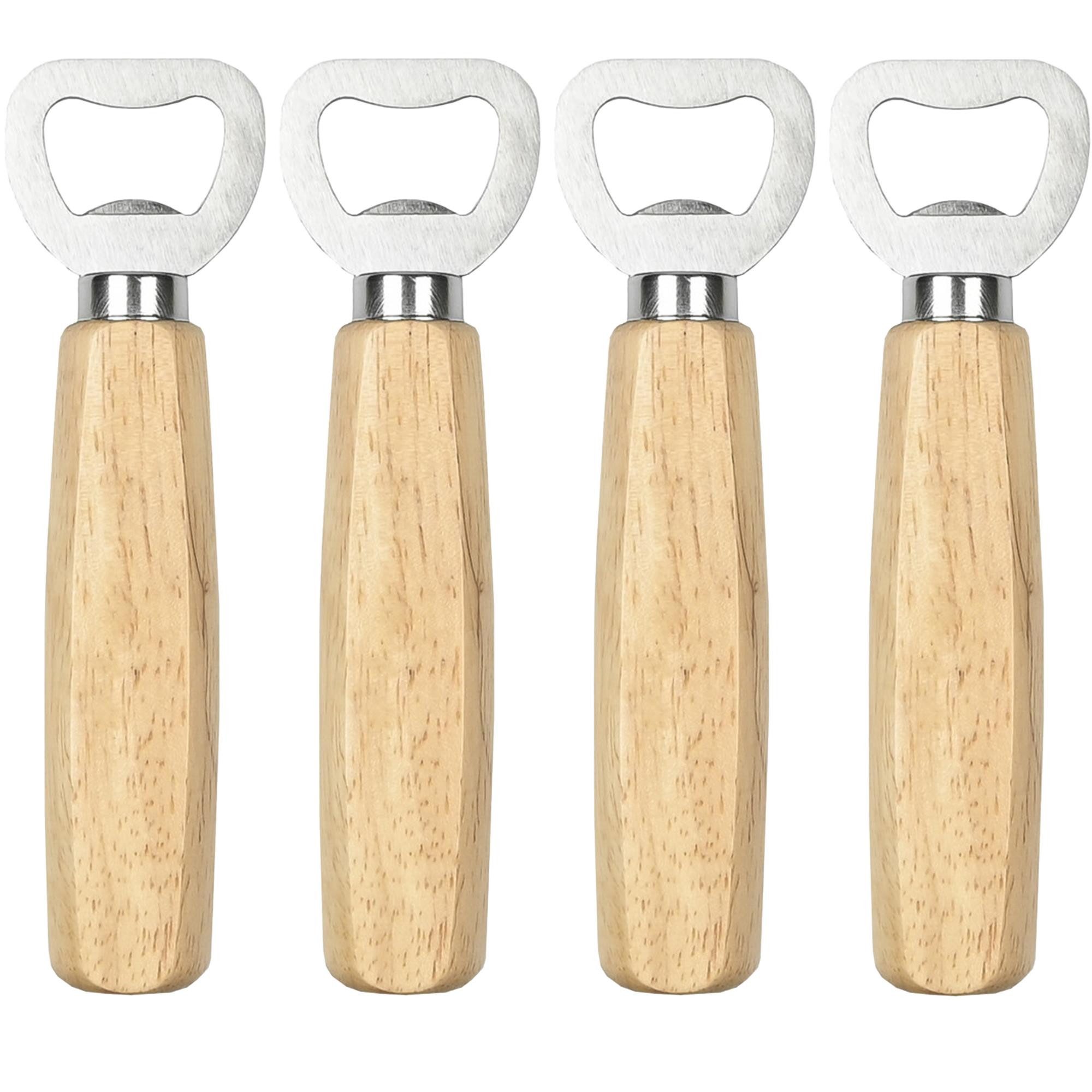 TSB Werk Flaschenöffner Flaschenöffner Kapselheber Bieröffner Holzgriff (4-tlg), Kronkorkenöffner, Heber, Öffner