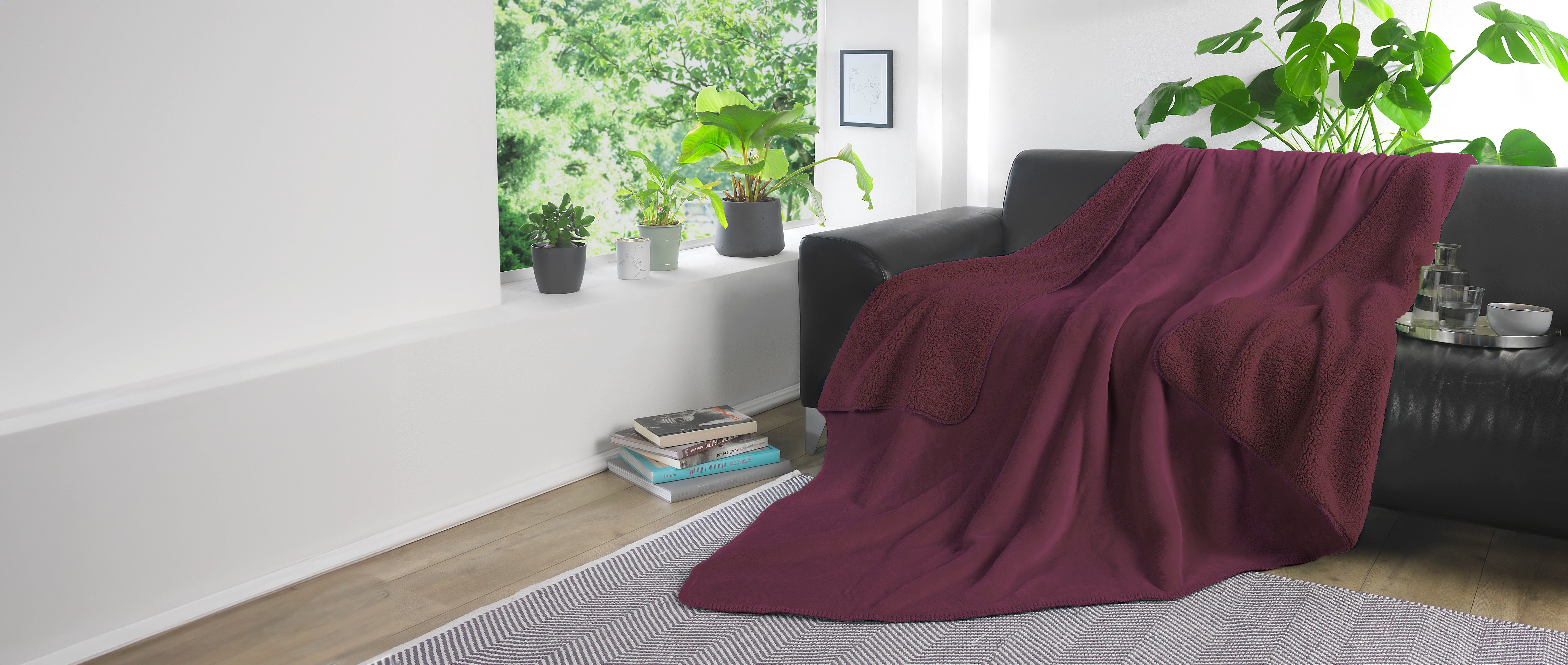 Wohndecke Demi Flausch, KiNZLER, Uni Farben, mit Wendefunktion, Kuscheldecke, 150x200 cm