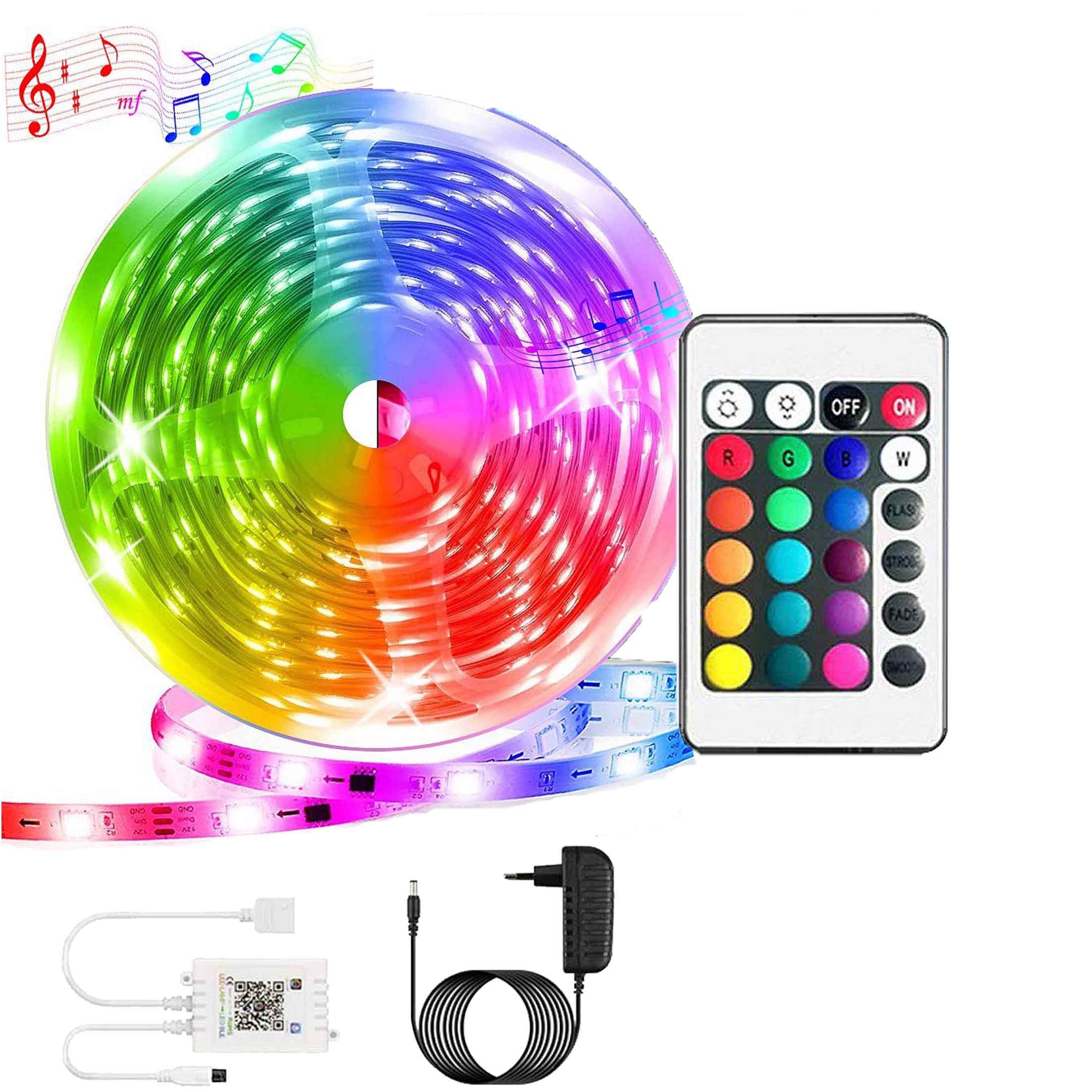 KINSI LED Stripe LED Strip, LED- Streifen, Lichterketten, Lichtstreifen, Bluetooth, RGB, 5,10,15,20M, 18 Lichter/M, Infrarot-Fernbedienung, Bareboard RGB