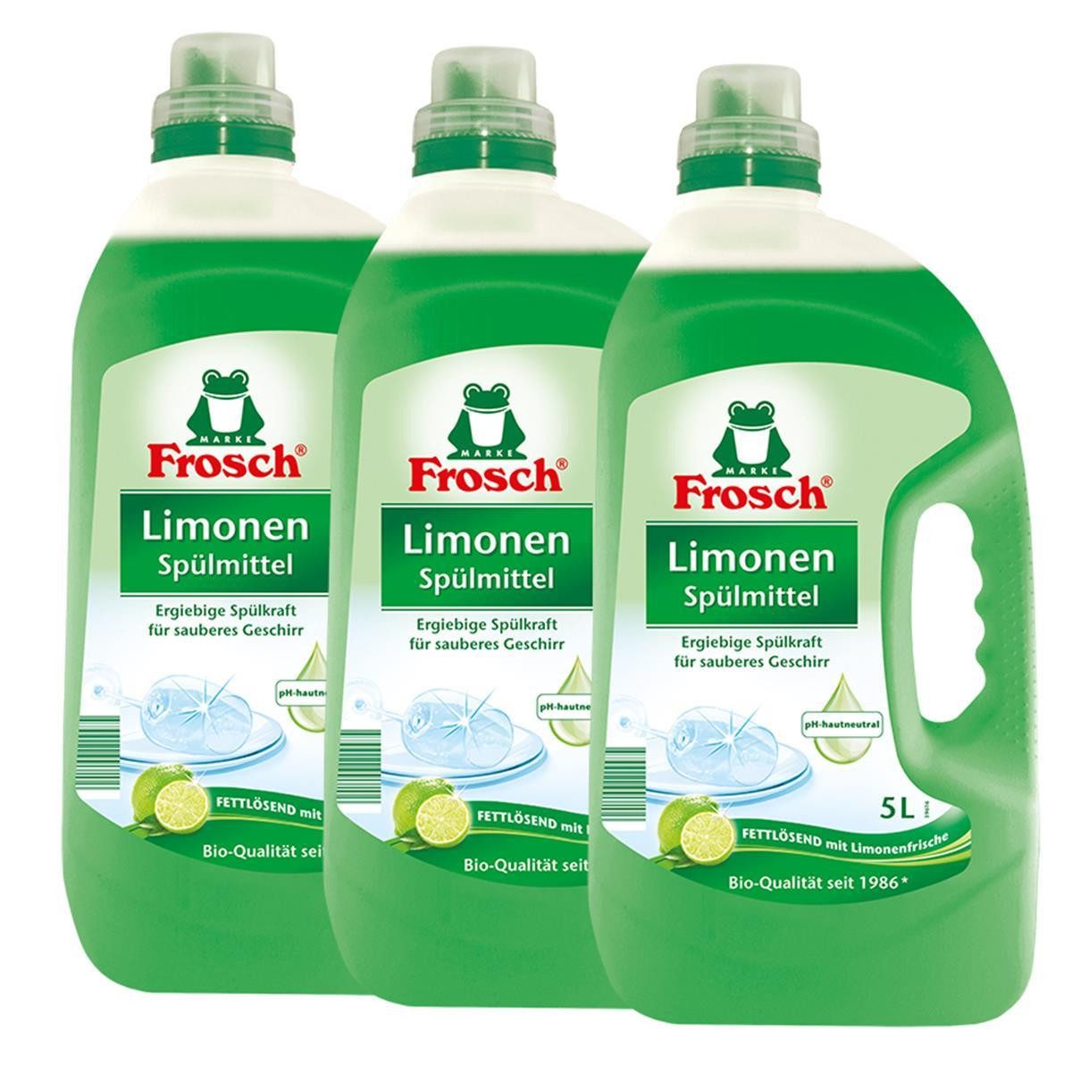 3x Frosch Spülmittel 5 Liter mit fettlösenden Limonen-Extrakten Geschirrspülmittel