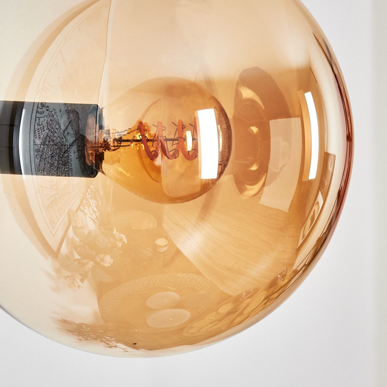 hofstein Wandleuchte Wandlampe aus Metall/Glas in Schwarz/Bernsteinfarben, ohne Leuchtmittel, Wandleuchte im Retro/Vintage-Design mit Glasschirm (15 cm), E14