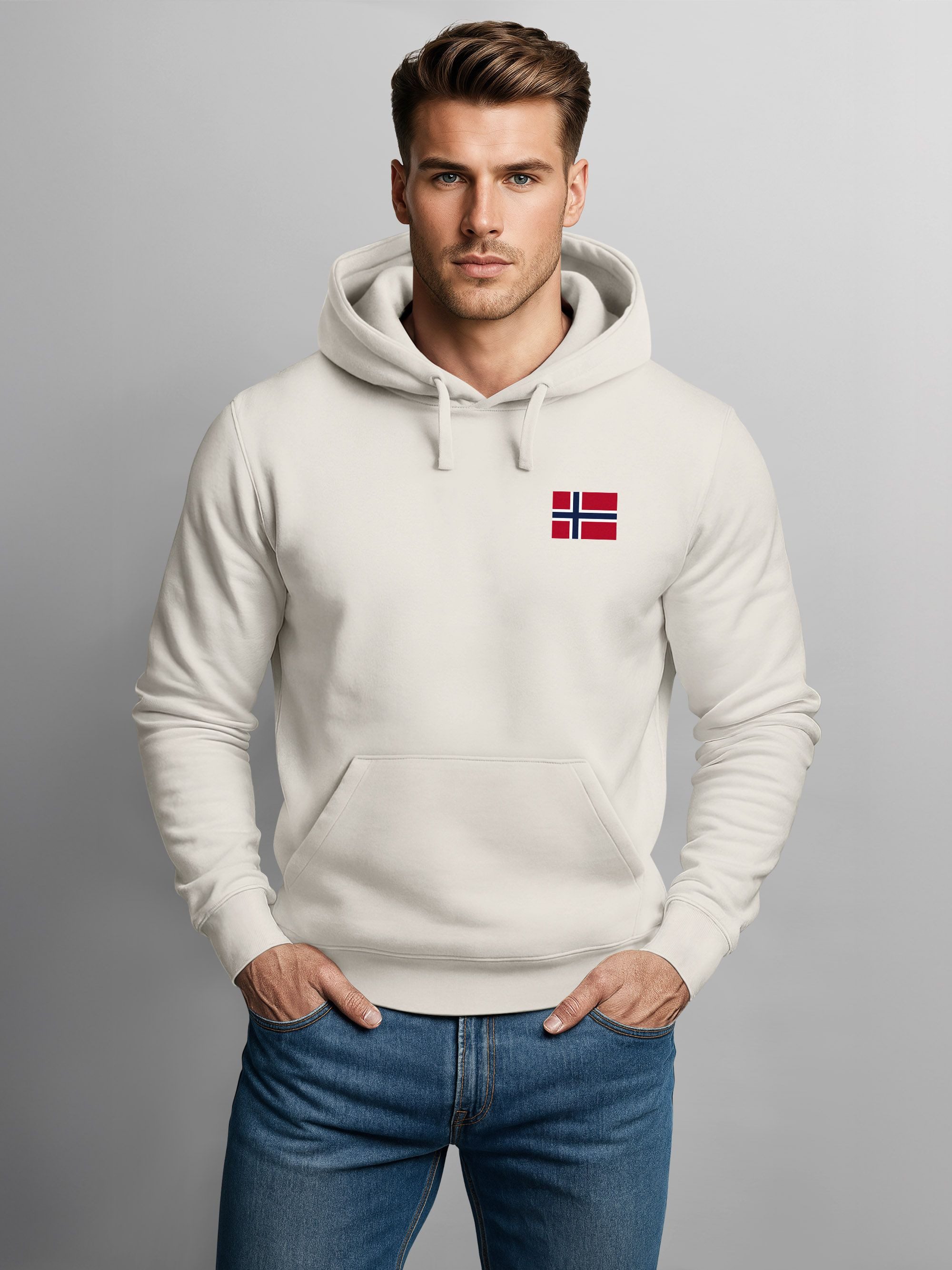 Neverless Hoodie Hoodie Herren Norway Flag Kapuzensweatshirt Norwegen Flagge – Bild 2 von 5