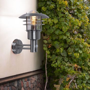 etc-shop Außen-Wandleuchte, Leuchtmittel nicht inklusive, Wandleuchte Außenleuchte Gartenlampe E27 Bewegungsmelder Edelstahl