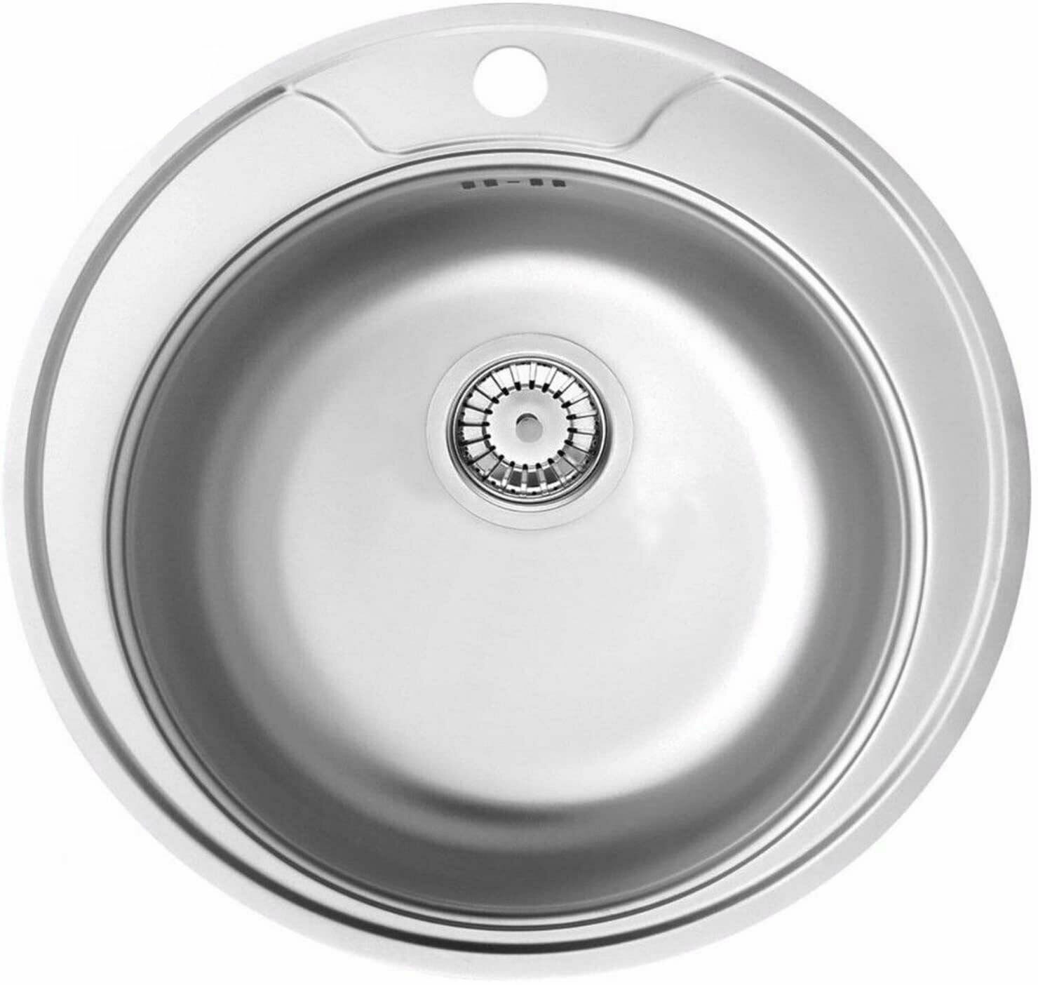 Faizee Möbel Edelstahlspüle Edelstahl Küchenspüle Rund Spüle 51 cm Einbauspüle Spüle + Zubehör, Rund, (2 St)