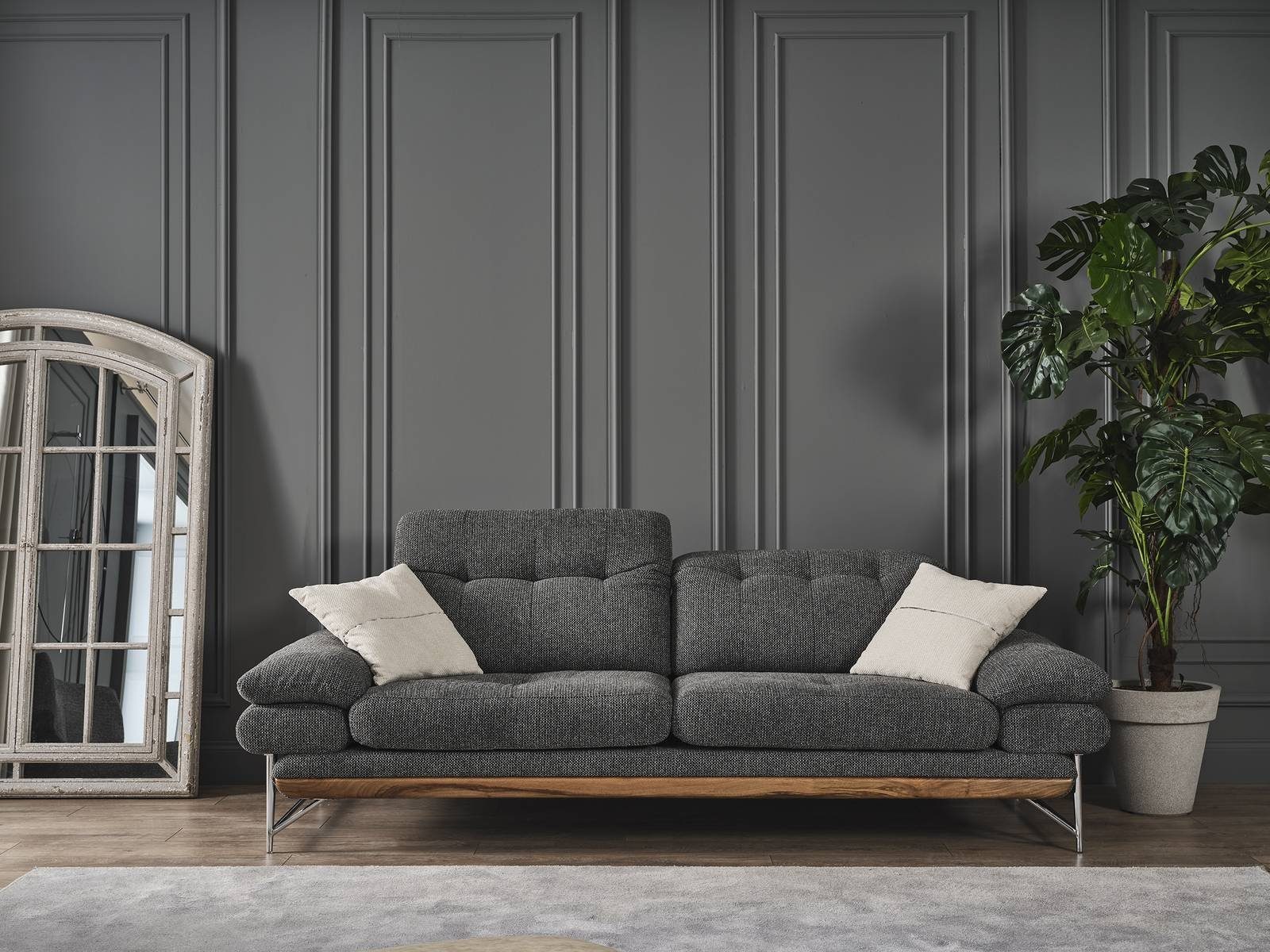 Villa Möbel Sofa »Style 3 Sitzer Sofa mit Sitztiefenverstellung durch  bewegliche Rückenlehne«, 1 Stk. 3-Sitzer, Quality Made in Turkey,  pflegeleichter Stoff