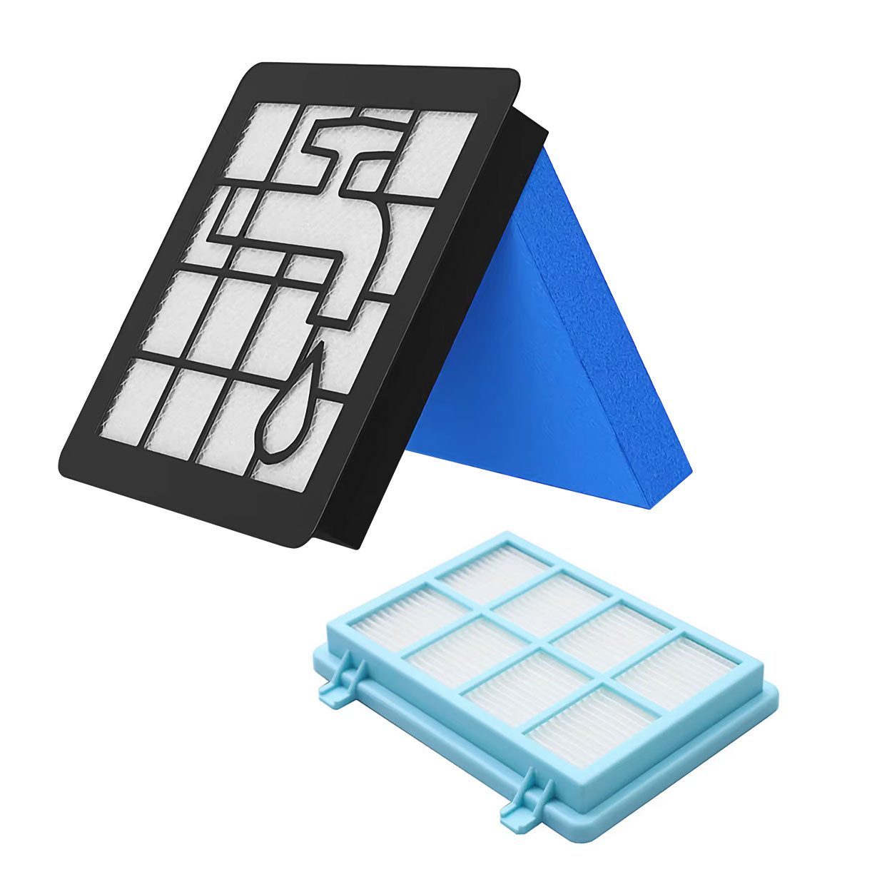 ARLI HEPA-Filter 2x Hepa Filterset 3 teilig, Zubehör für Philips FC8010/01 FC8010/02 FC9331 FC9332, Ersatzfilter