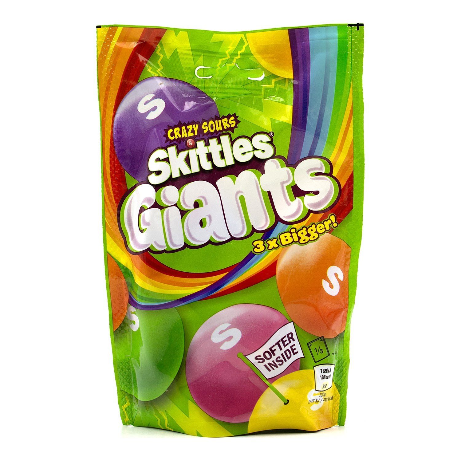 Skittles Süßigkeit, 1 x 132 g, Giants Crazy Sours UK Import