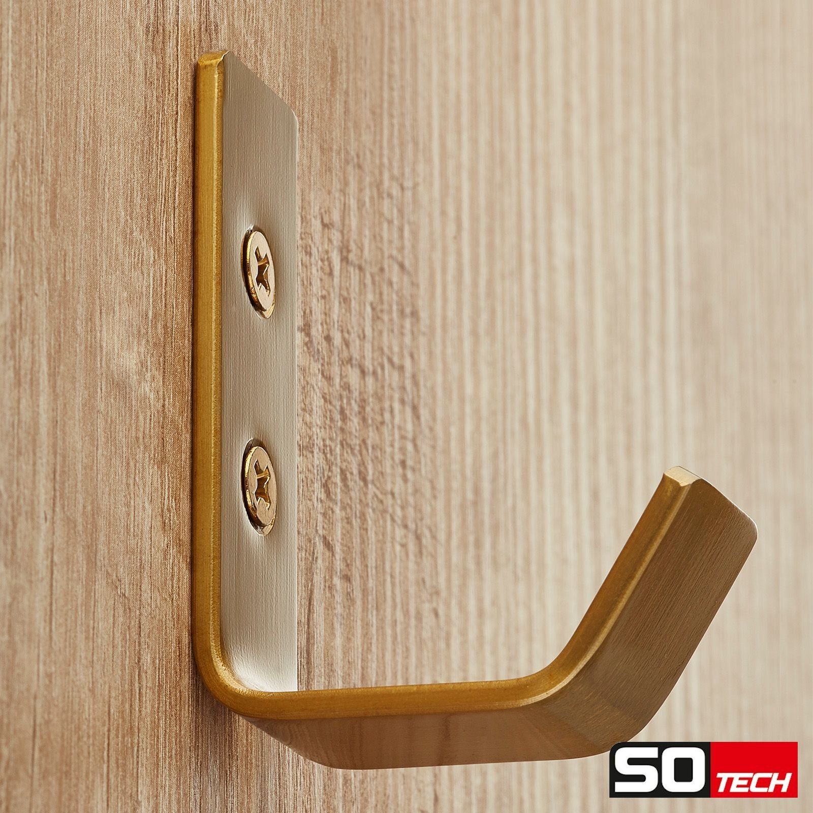 SO-TECH® Kleiderhaken Wandhaken, aus Edelstahl, 60 x 20 x 45 mm, (1-St), kleiner Jackenhaken mit abgerundeten Kanten gelb