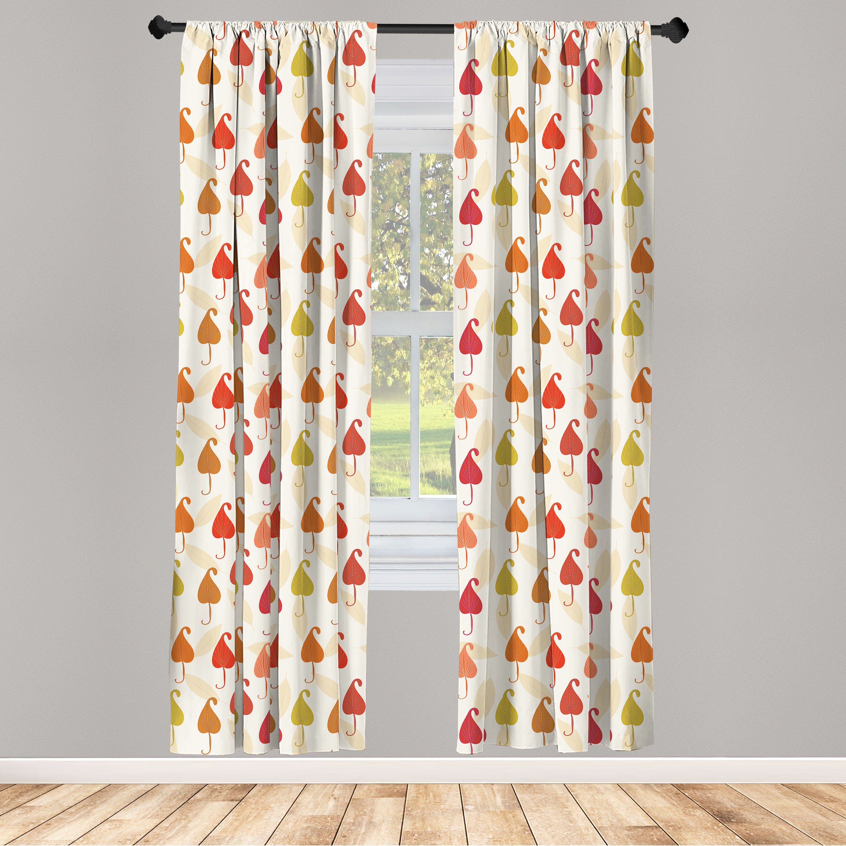 Gardine Vorhang für Wohnzimmer Schlafzimmer Dekor, Abakuhaus, Microfaser, Blätter Abstrakte Herbst-Blatt-Kunst