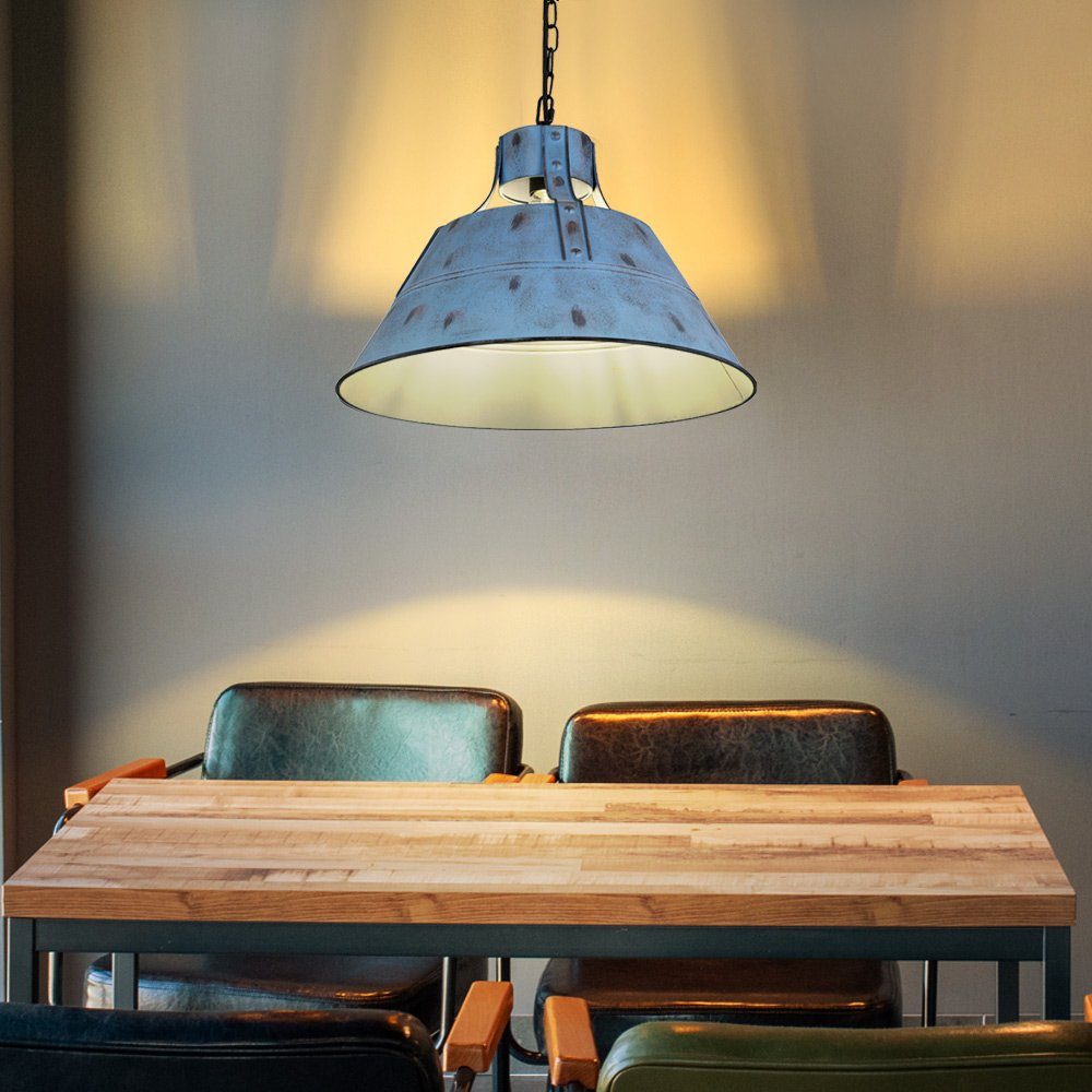 LED Retro Hänge Decken Leuchte antik blau Küchen Beleuchtung Flur Hänge Lampe 