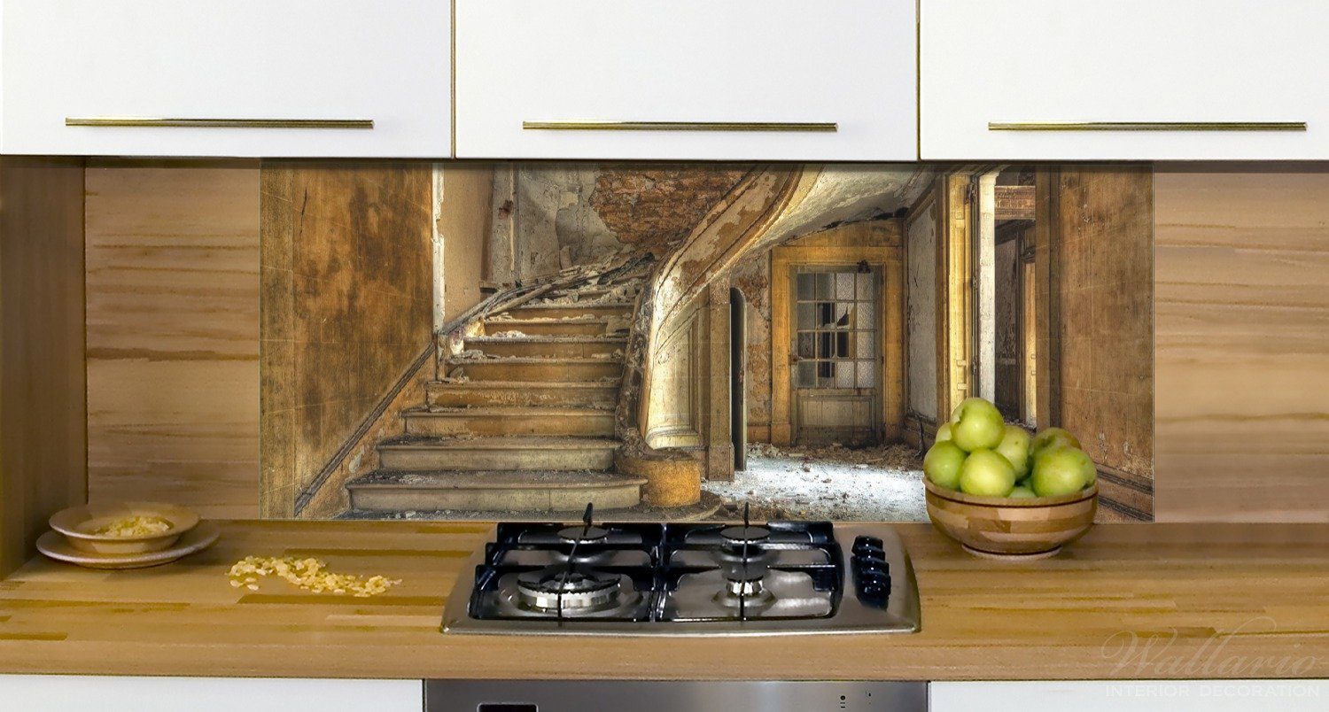 Küchenrückwand Steintreppe Haus, (1-tlg) in Massive herrenlosem Wallario