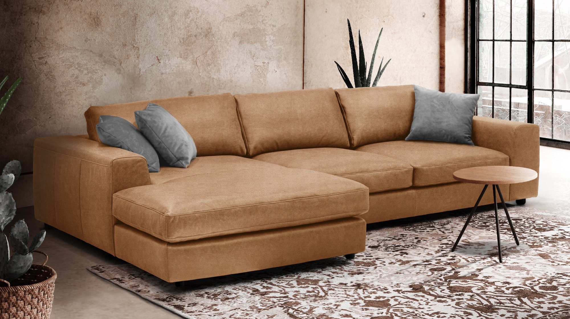 KAWOLA Ecksofa »LUCA XL«, Sofa Stoff od. Leder, Recamiere rechts od
