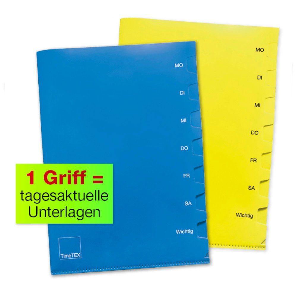 TimeTEX Dokumententasche Wochentags-Mappe A4-Plus, 2 Stk., 7 Unterteilungen günstig online kaufen