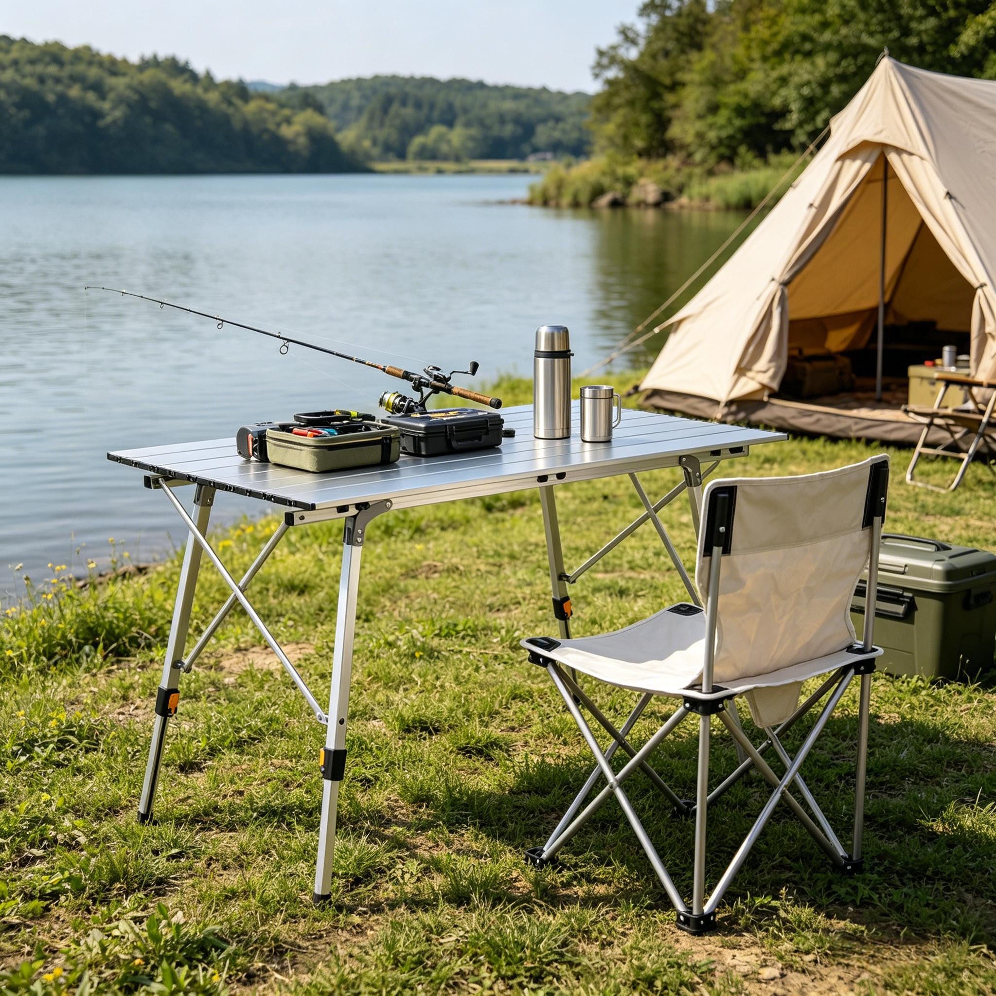 CHICFURN Campingtisch Campingtisch, Tisch im Freien (Packung, 1-St., Höhenverstellbarer Klapptisch, Rechteckig), 120 × 68,5 cm, Silber