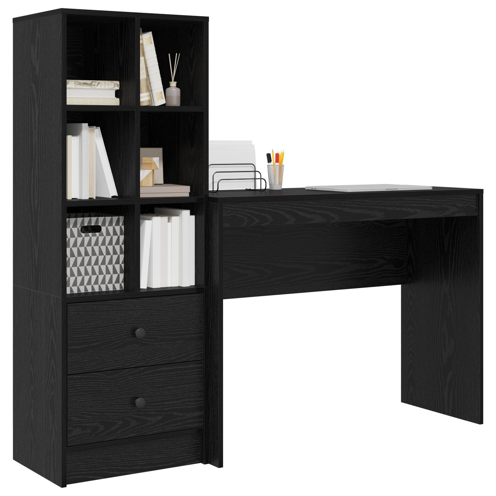 vidaXL Sideboard Schreibtisch mit Stauraum Schwarz günstig online kaufen
