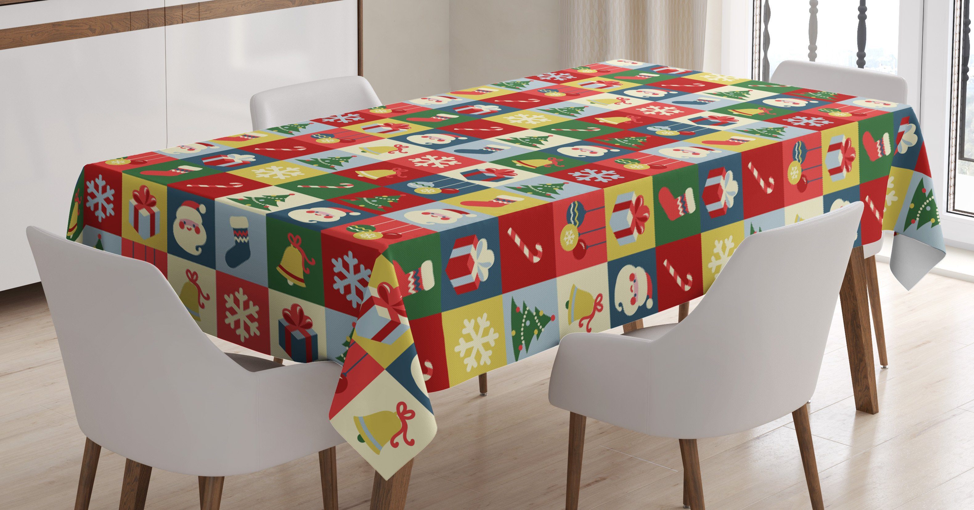 Boxes Farbfest den Tischdecke Waschbar Santa Farben, Für geeignet Außen Bereich Klare Surprise Abakuhaus Weihnachten