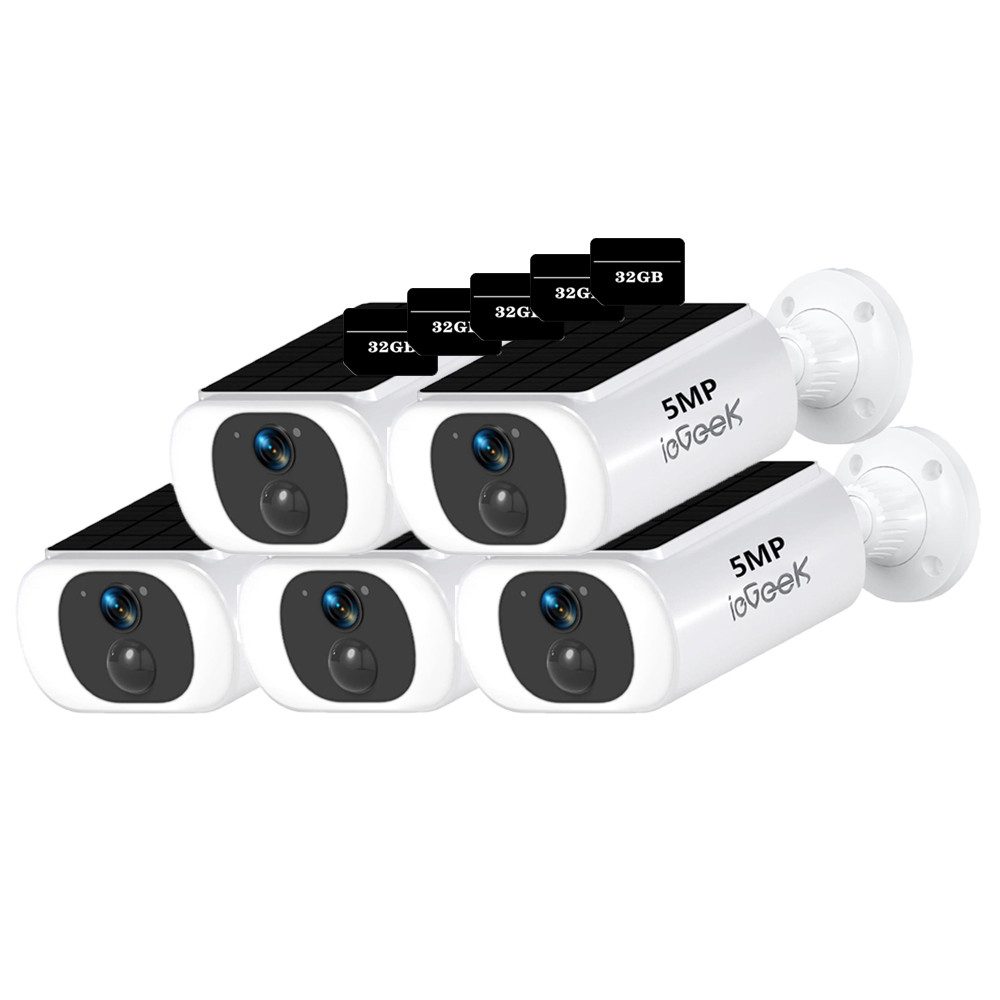 ieGeek Überwachungskamera 5MP FHD Überwachungskamera Aussen Akku mit Solarpanel (Aussen, Außenbereich, Innenbereich, Innenbereich Sicherheit, Außenbereich Sicherheit, Überwachung, 100% Kabellose Kamera Überwachung Aussen Solar Flutlicht, 5-tlg., 2-Wege-Audio 2,4GHz WLAN Fernzugriff PIR-Bewegungserkennung, Farbnachtsicht Alexa-kompatibel Kamera Überwachung)