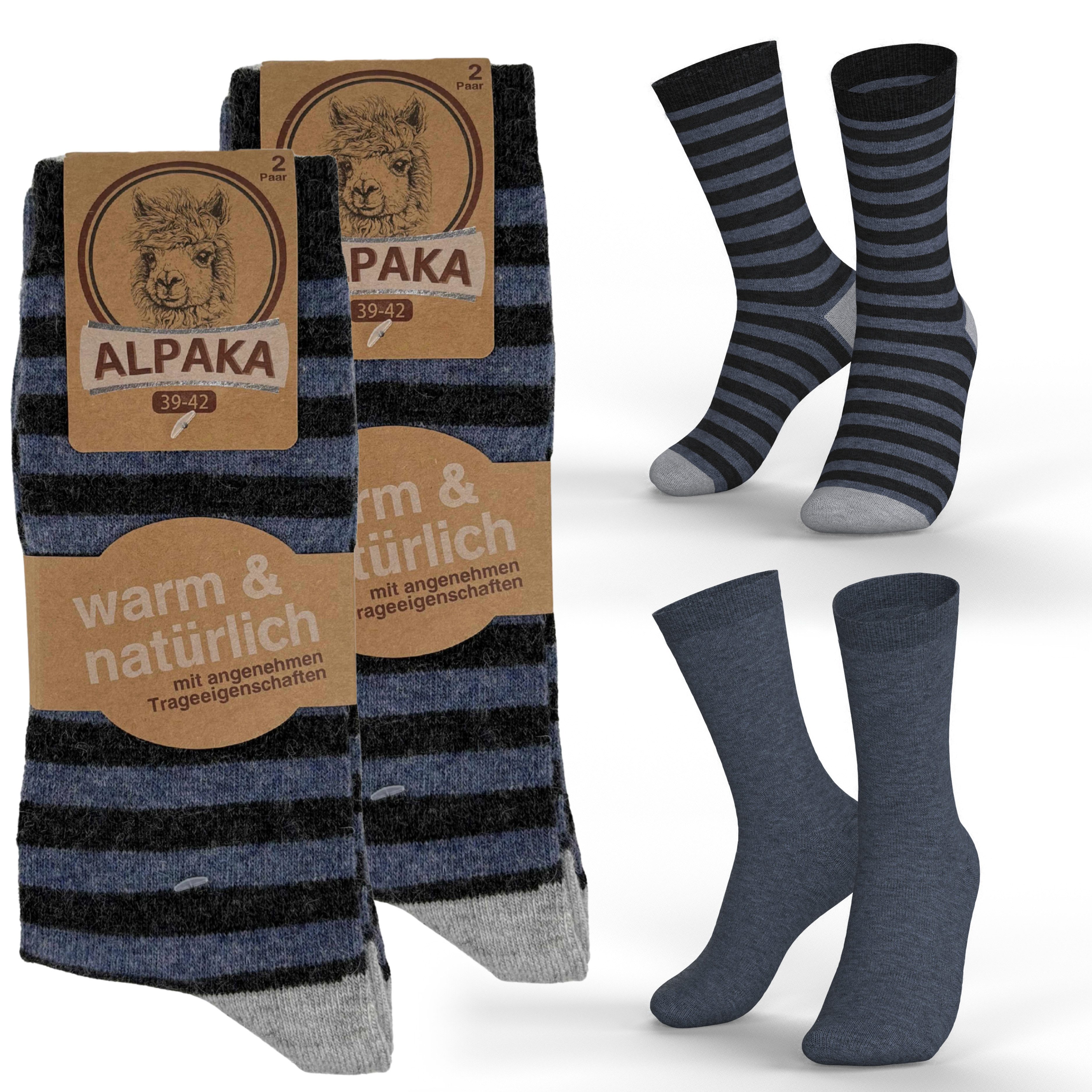 MEDOLY Thermosocken mit Alpaka- & Schafwolle (4 Paar) Wintersocken warme Wollsocken