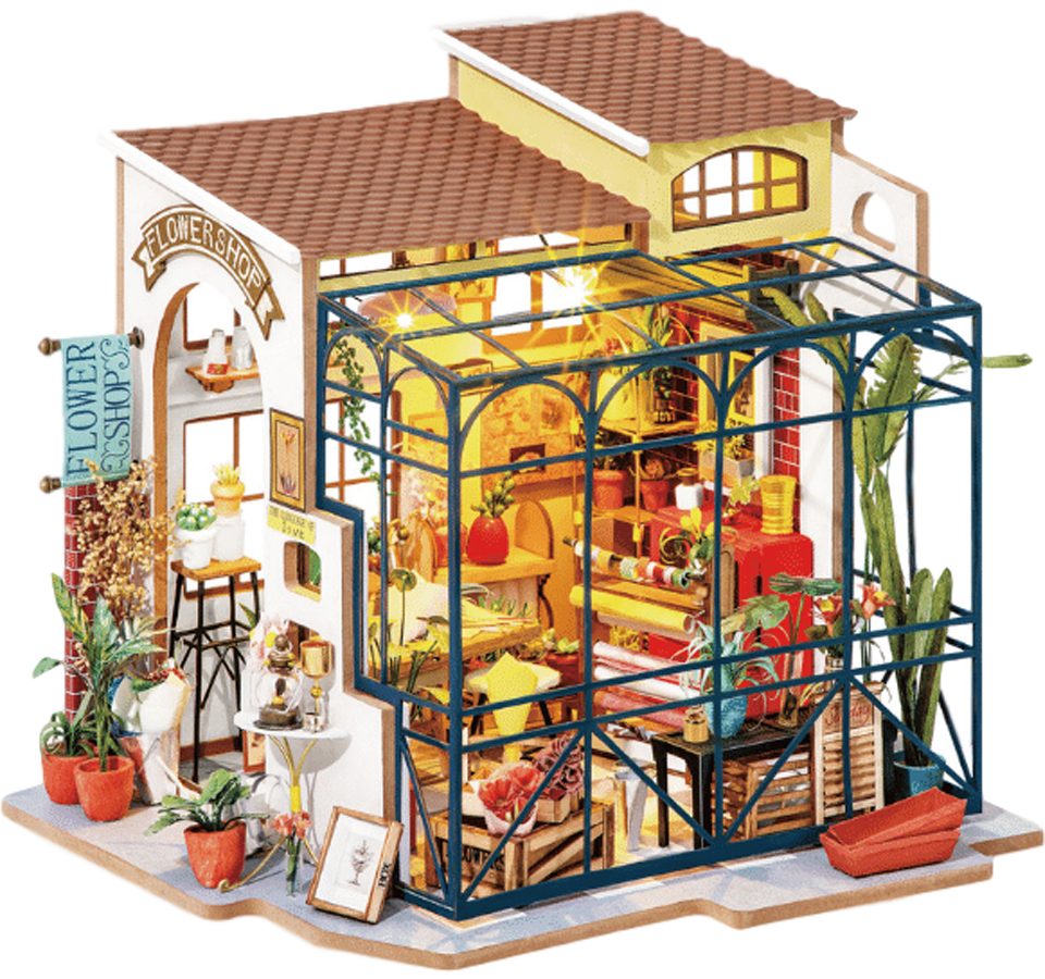 Robotime Modellbausatz Emily's Flower Shop (Blumenladen) Miniaturhaus, (206-tlg)
