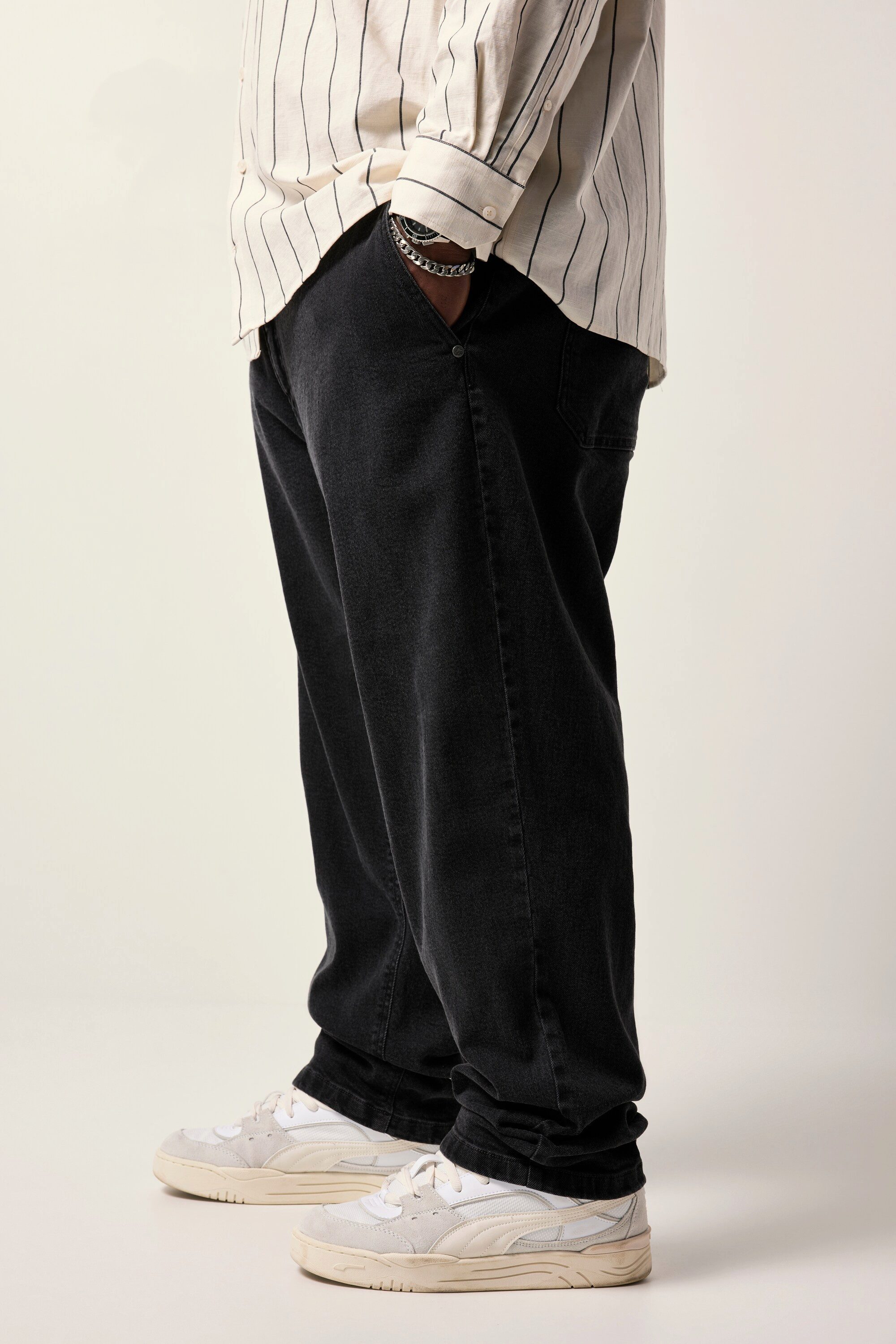 STHUGE 5-Pocket-Jeans Jeans-Chino Black Denim tapered Baggy Fit