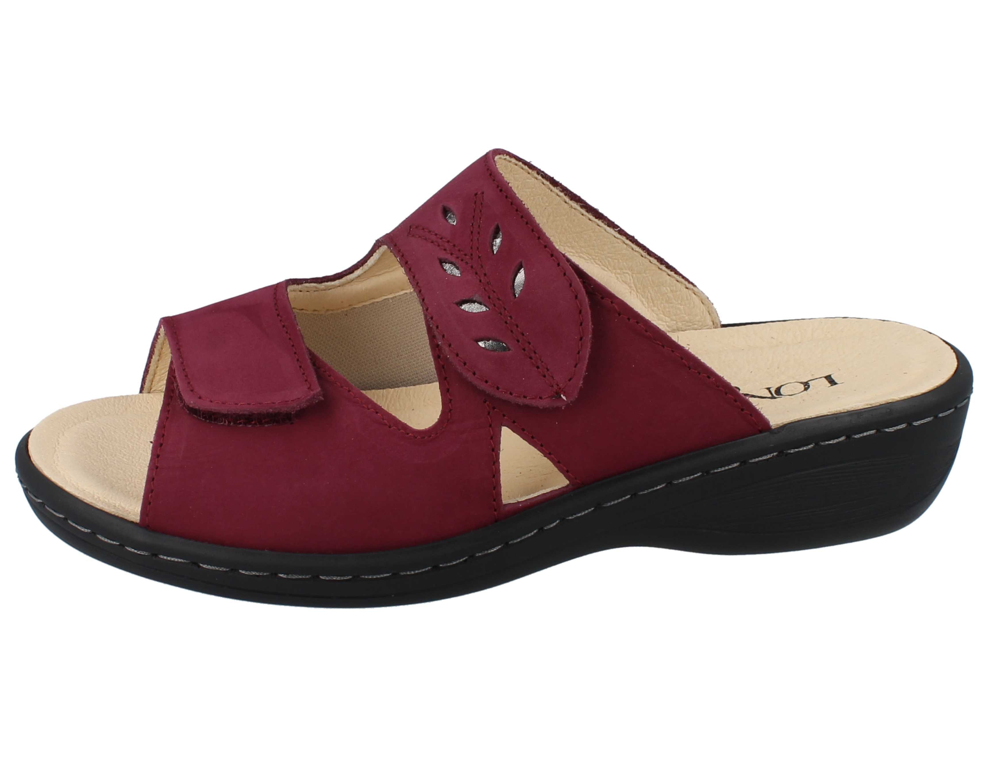 Longo LONGO Damen Pantolette beerenrot Nubukleder Stretch - Größe: 37 Pantolette Wechselfußbett