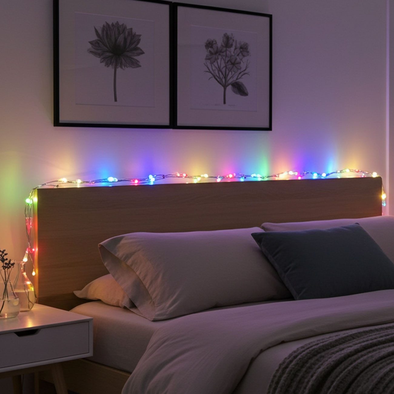 shop'n smile ideoon Lichterkette 80 LED Multicolor Draht-Lichterkette Bunte Beleuchtung 4,25m IP44, 80 bunte LEDs Abstand 5cm/Outdoor-Kette/Batteriebetrieb