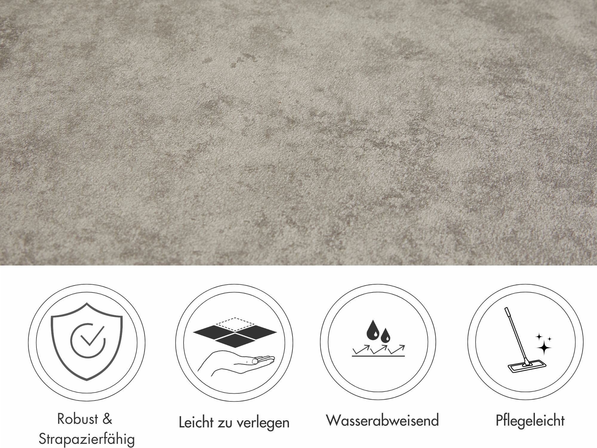 misento Vinylboden Mirage in Fliesen- und Steinoptik, für Feuchtraum- und Privatbereiche, PVC Bodenbelag Meterware 200/400 cm breit, Stärke 2,8 mm