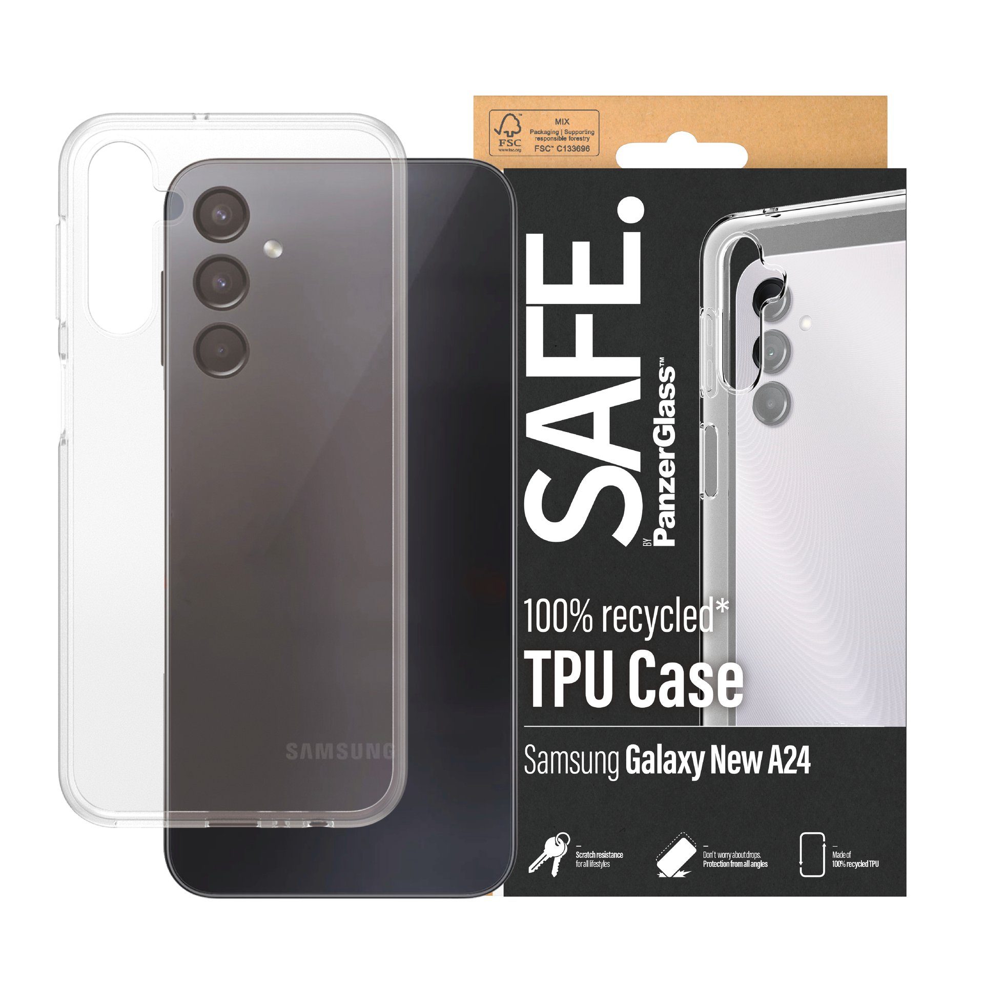 SAFE by PanzerGlass Handyhülle TPU Case für Samsung Galaxy A24 5G, Backcover Schutzhülle