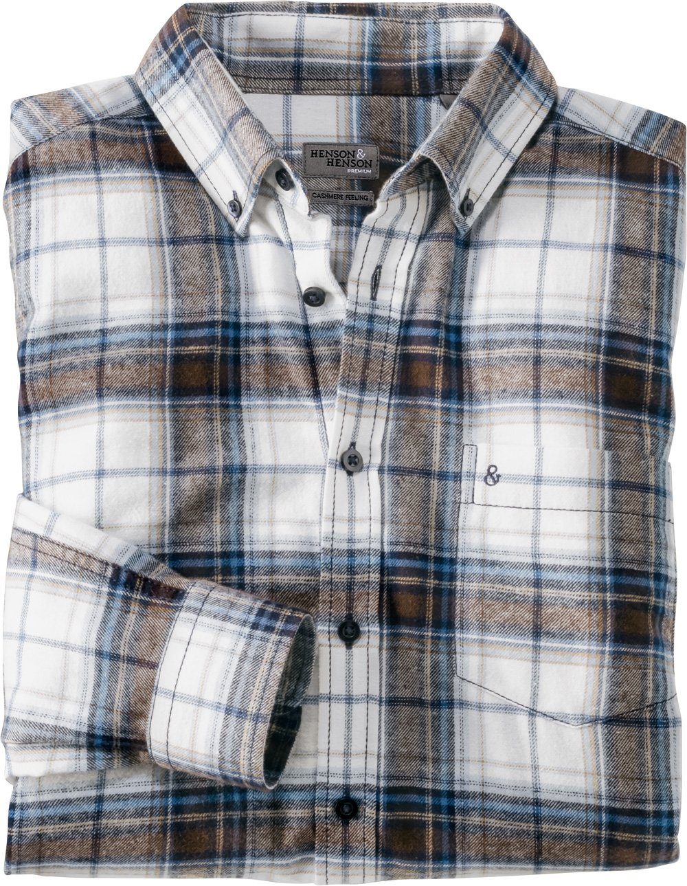 HENSON&HENSON Flanellhemd beidseitig aufgeraut für kaschmirweichen günstig online kaufen