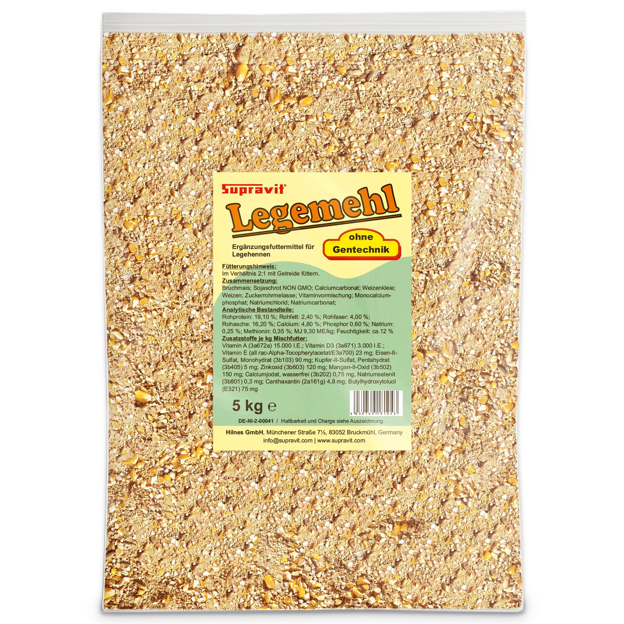Supravit Legemehl für Hühner - GVO Gentechnik frei - Für stabile Eierschalen, Ergänzungsfutter für: Nutz-/ Wildtier