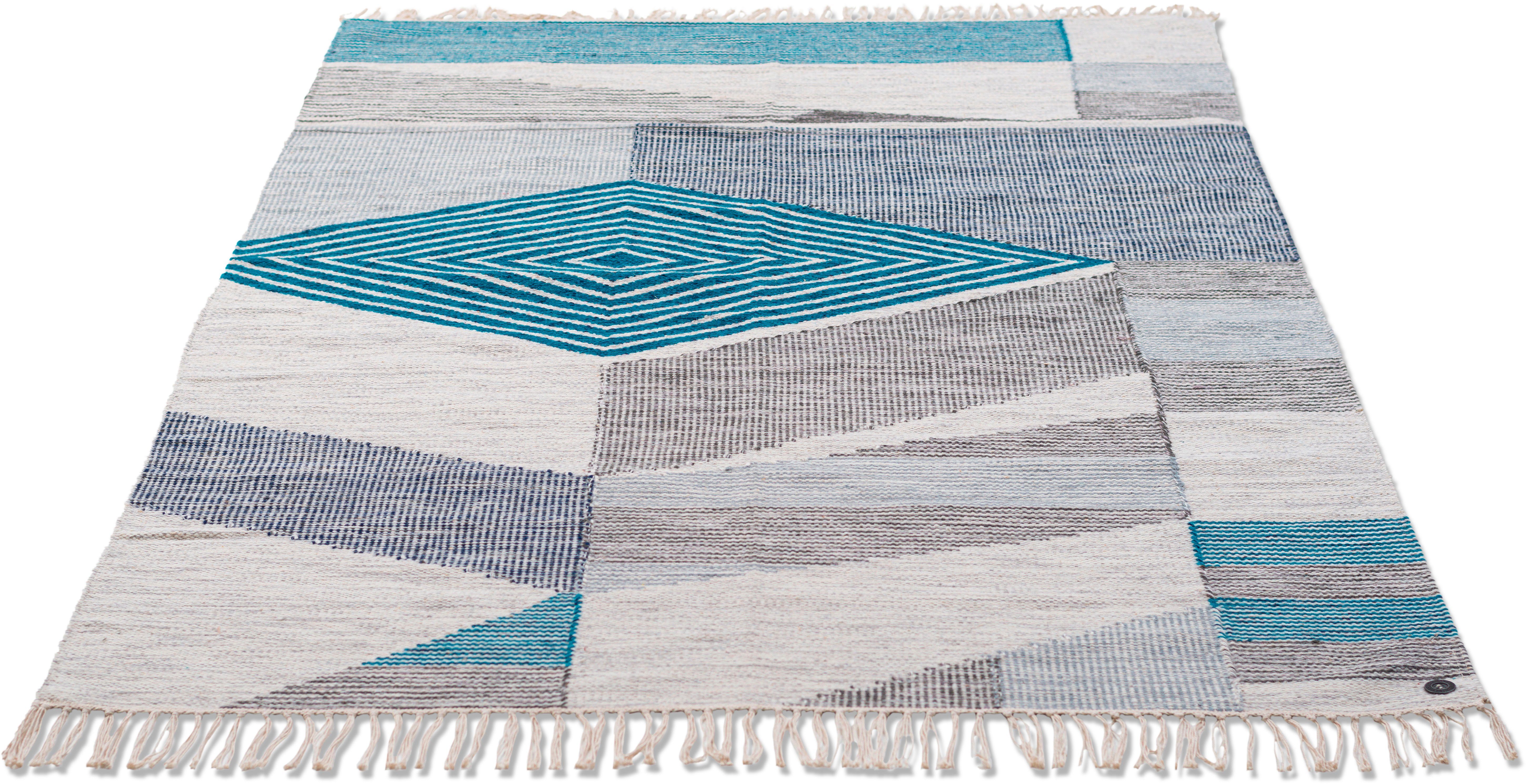 Teppich »Modern Kelim«, TOM TAILOR, rechteckig, Höhe 5 mm, handgewebt, mit Fransen, Boho-Style, Wohnzimmer-Otto