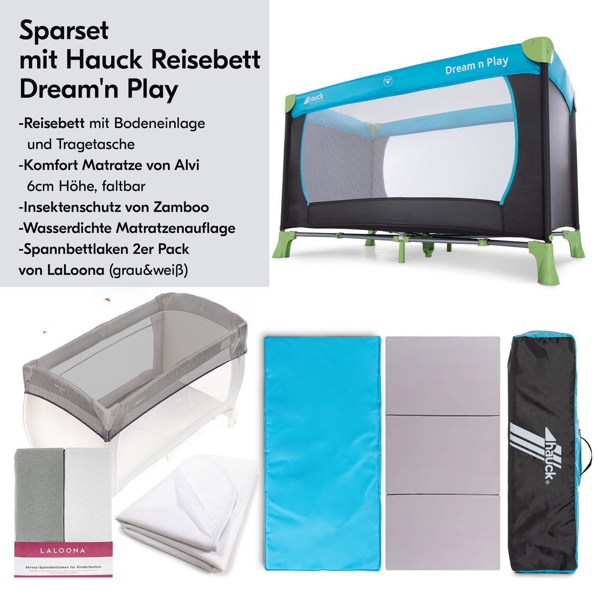 Hauck Baby-Reisebett Dream`n Play - XXL-Set - Waterblue, Baby Kinder Reiseb günstig online kaufen