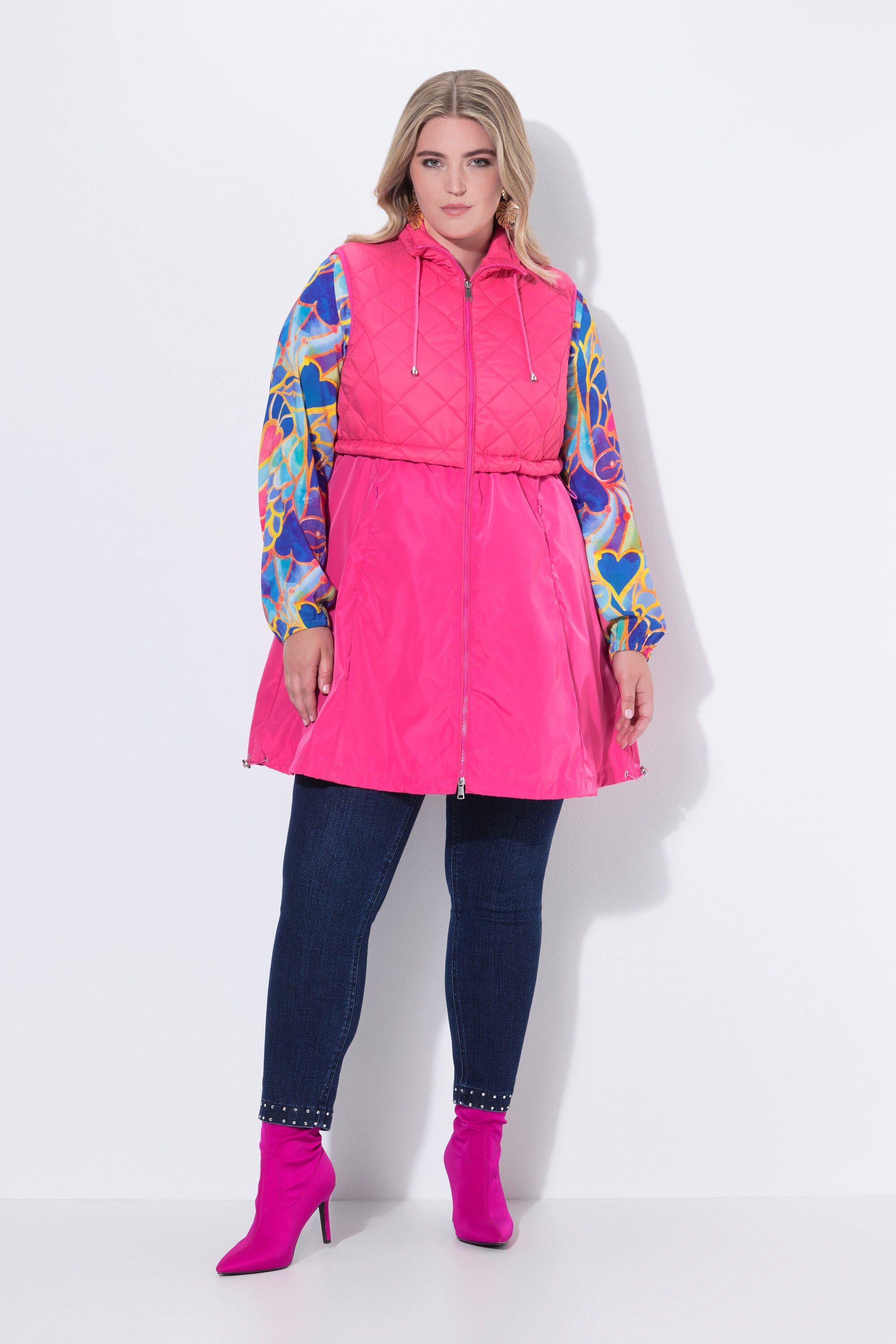 MIAMODA Longweste Long-Steppweste Stepp und Web 2-Wege-Zipper günstig online kaufen