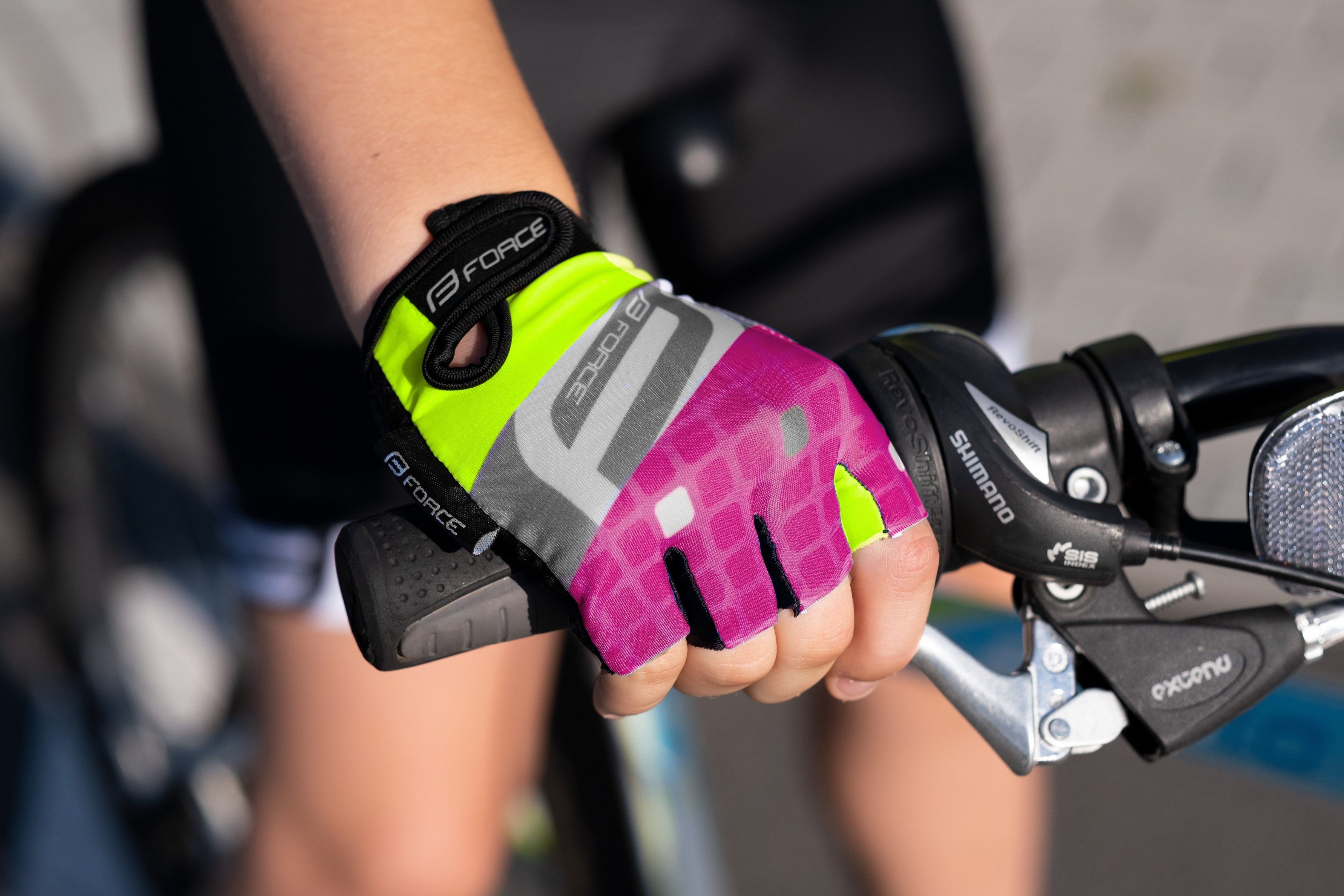 Handschuhe Fahrradhandschuhe fluo-pink F kid FORCE SQUARE